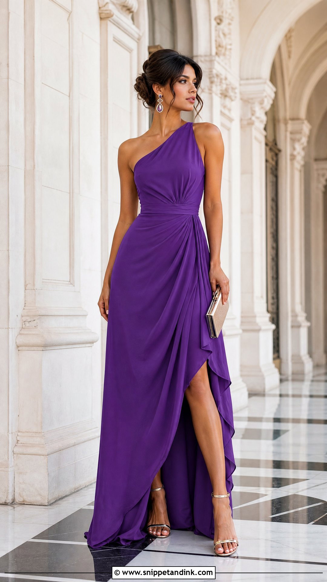 Asymmetrical Gown With Strappy Heels - Snippet and Ink - 25 Trending Gowns