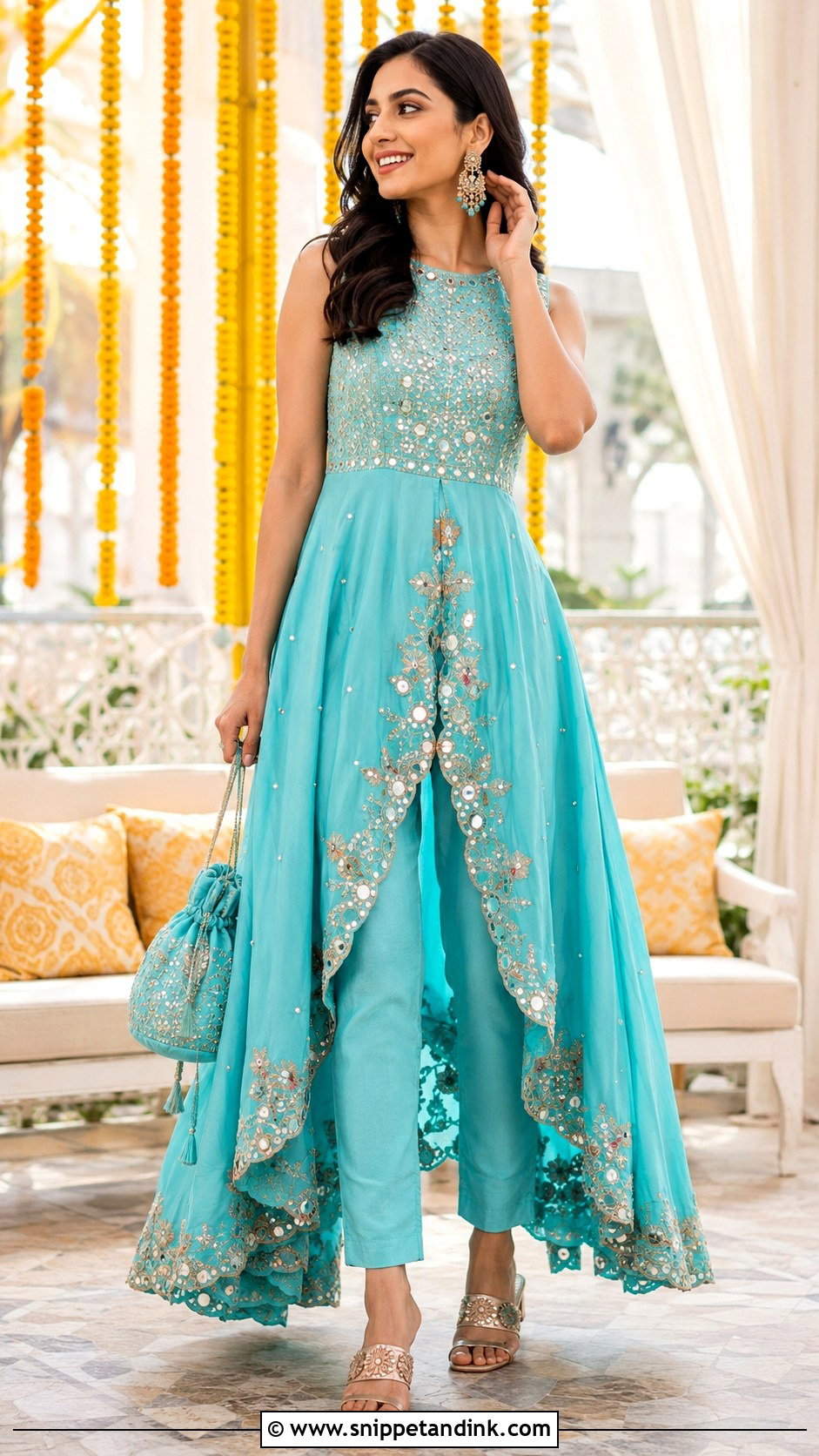 Asymmetrical Indo Western Gown For Indian Wedding - Snippet and Ink - 20 Indo Western Gowns Indian Weddings