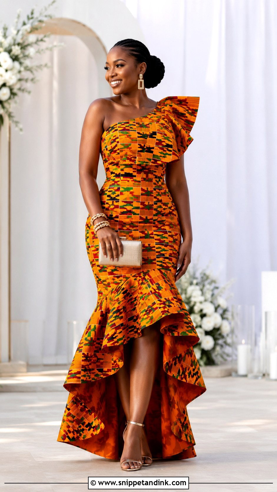 Asymmetrical Kente Ruffle Dress - Snippet and Ink - 20 Kente Dress Ghana Traditional Weddings Ideas