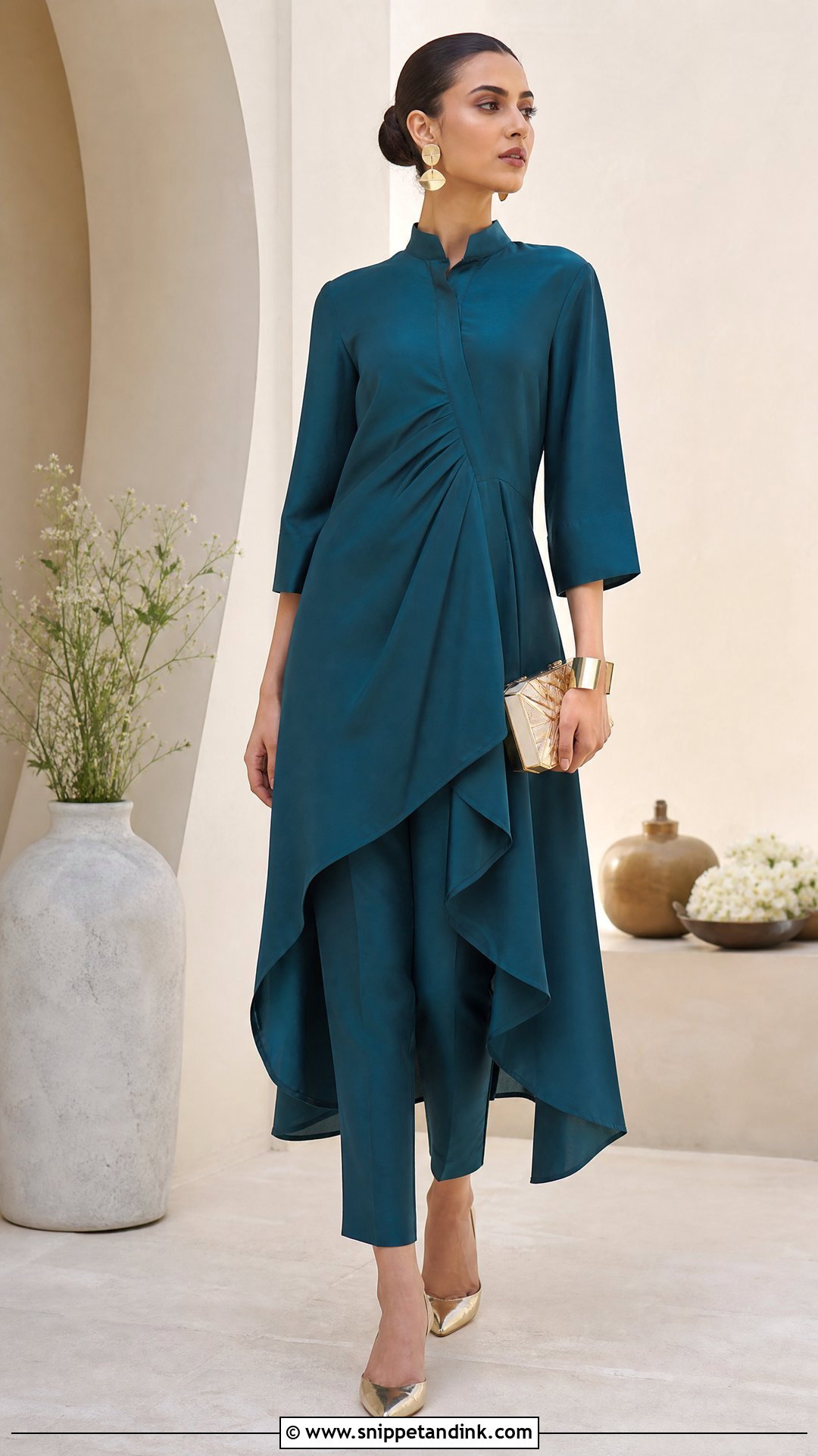 Asymmetrical Kurta And Pants For A Summer Indian Wedding - Snippet and Ink - 20 Summer Indian Wedding Outfit Ideas