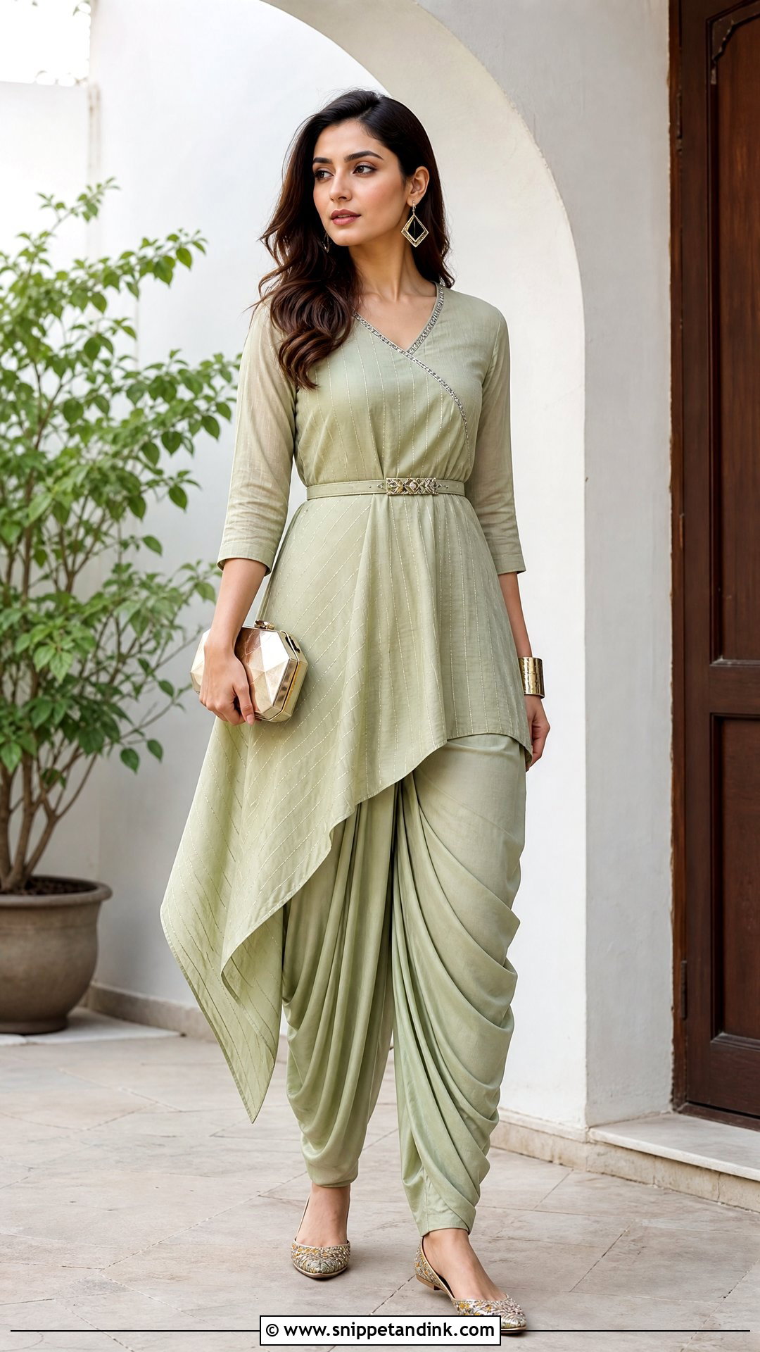 Asymmetrical Kurta Set With Dhoti Pants - Snippet and Ink - 25 Kurta Set for Wedding Ideas