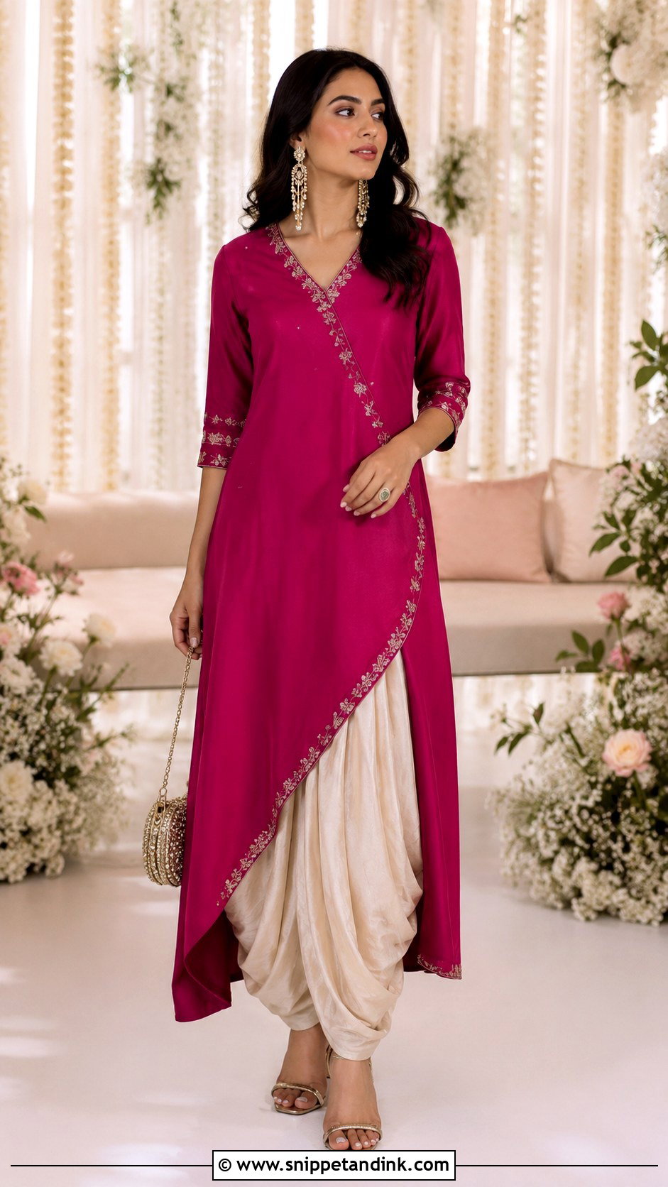 Asymmetrical Kurta With Dhoti Pants - Snippet and Ink - 20 Dhoti Style Dresses for Wedding