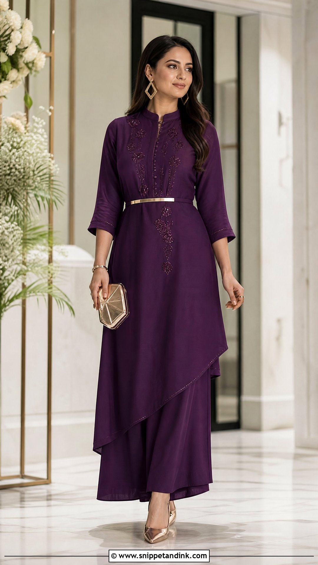 Asymmetrical Kurta With Palazzo Pants - Snippet and Ink - 20 Palazos Outfit Indian Wedding Ideas