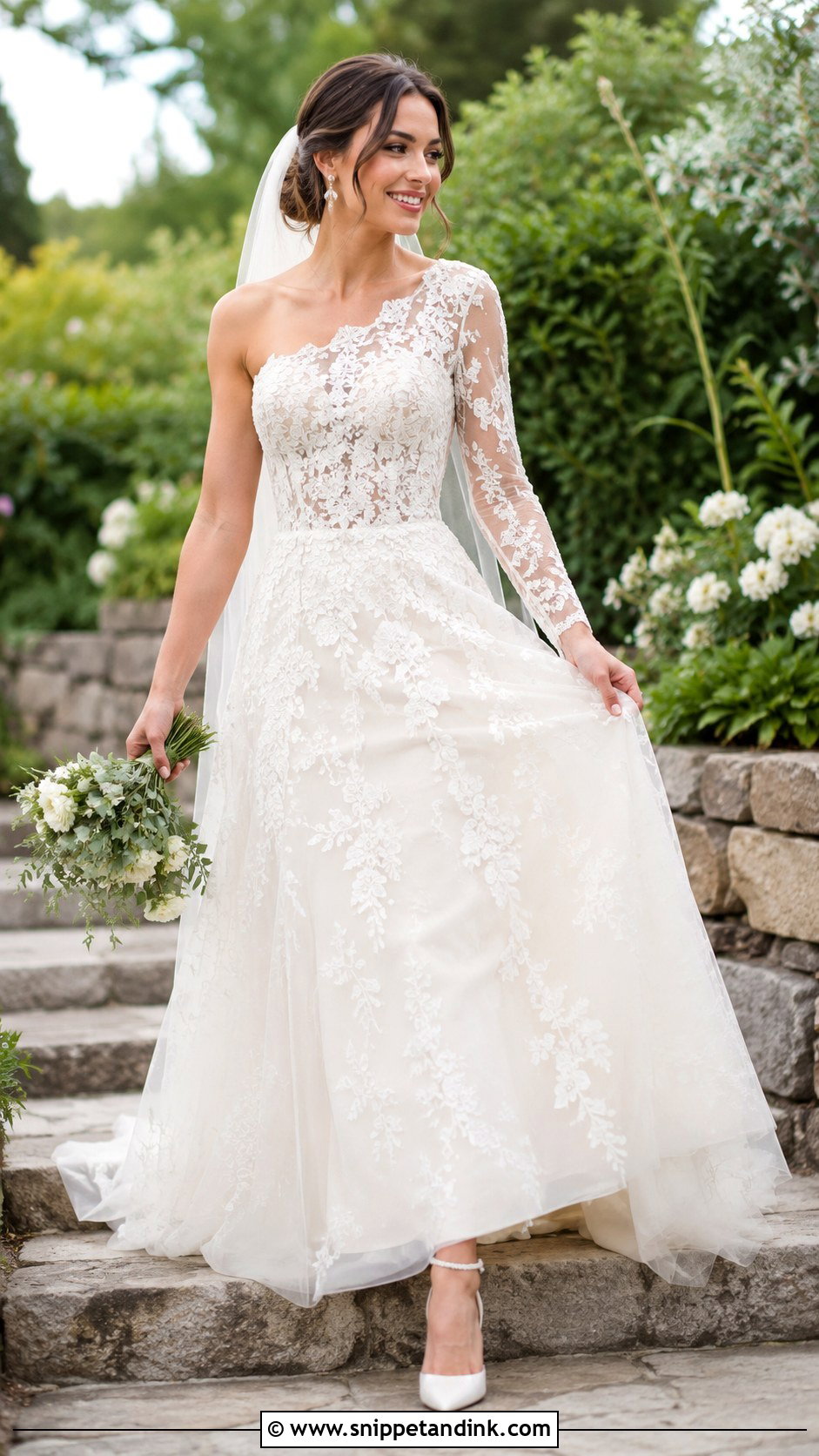 Asymmetrical Lace Wedding Dress - Snippet and Ink - 25 Asymmetrical Wedding Dress Ideas