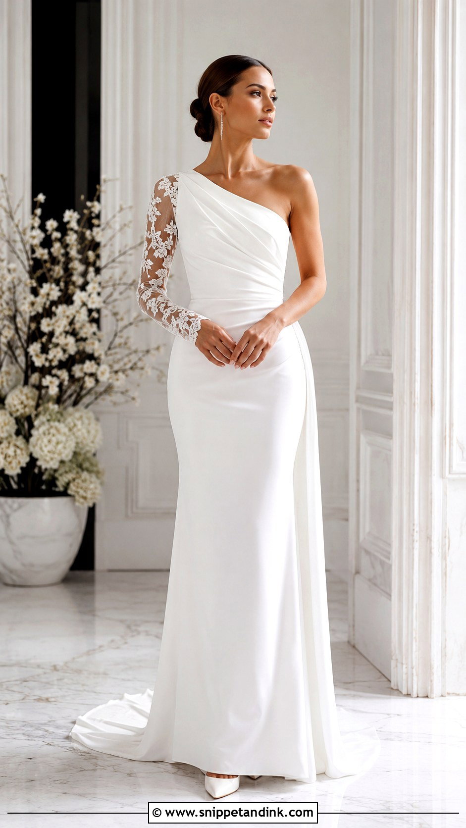 Asymmetrical Long Sleeve Wedding Dress - Snippet and Ink - 25 Asymmetrical Wedding Dress Ideas