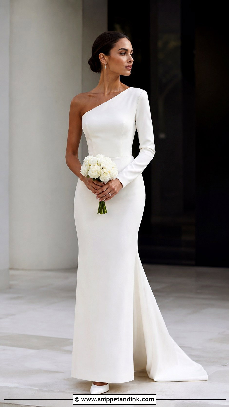 Asymmetrical Neck Wedding Gown - Snippet and Ink - 20 Classy Minimalist Wedding Gown Ideas