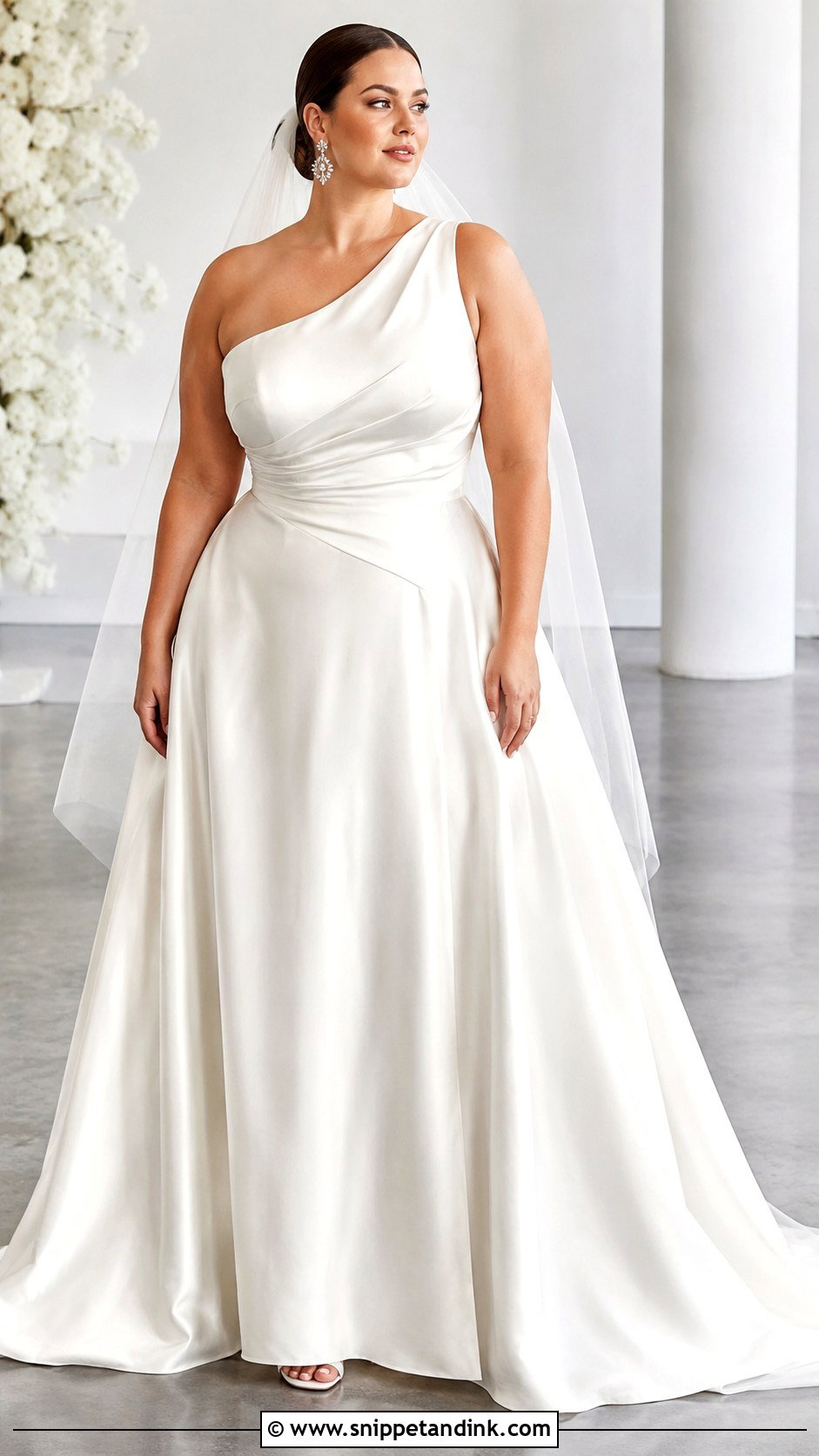 Asymmetrical Neckline A Line Wedding Dress - Snippet and Ink - 20 Large Bust Wedding Dress Ideas
