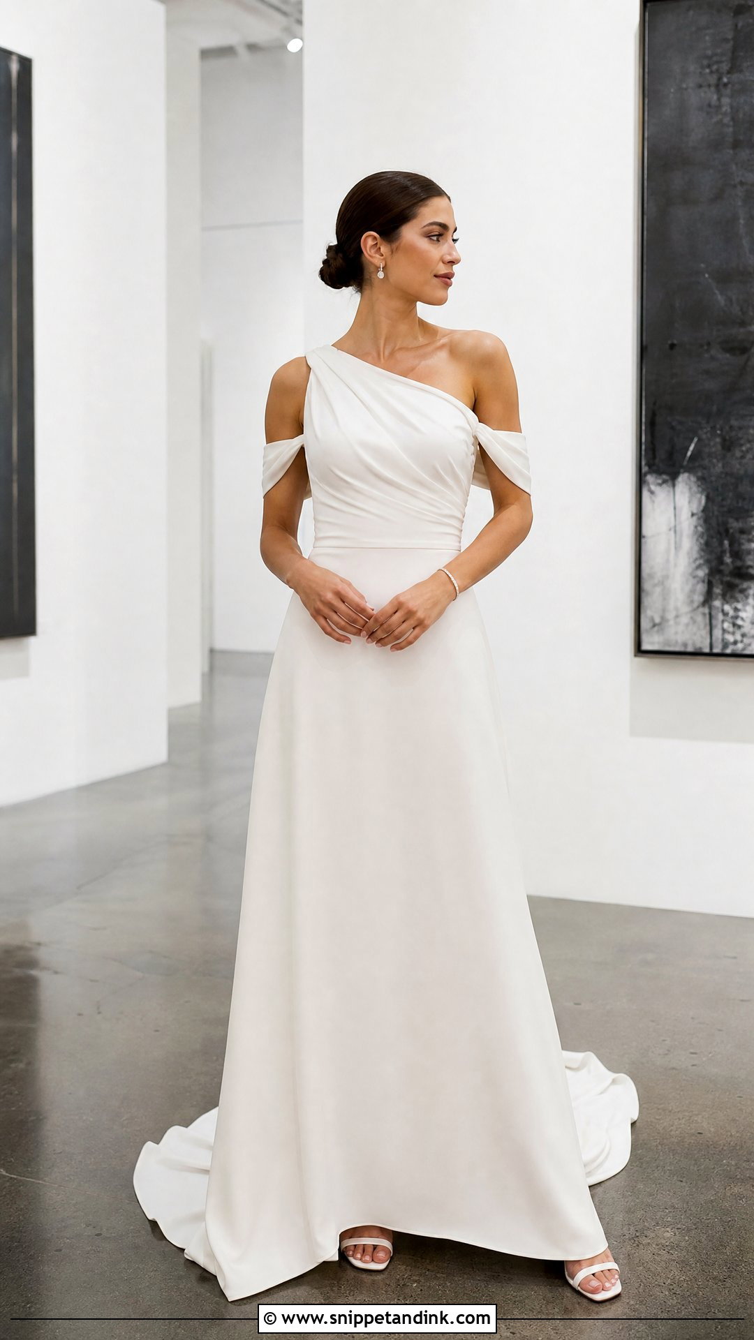 Asymmetrical Neckline A Line Wedding Dress - Snippet and Ink - 20 Wedding Dresses for Inverted Triangle
