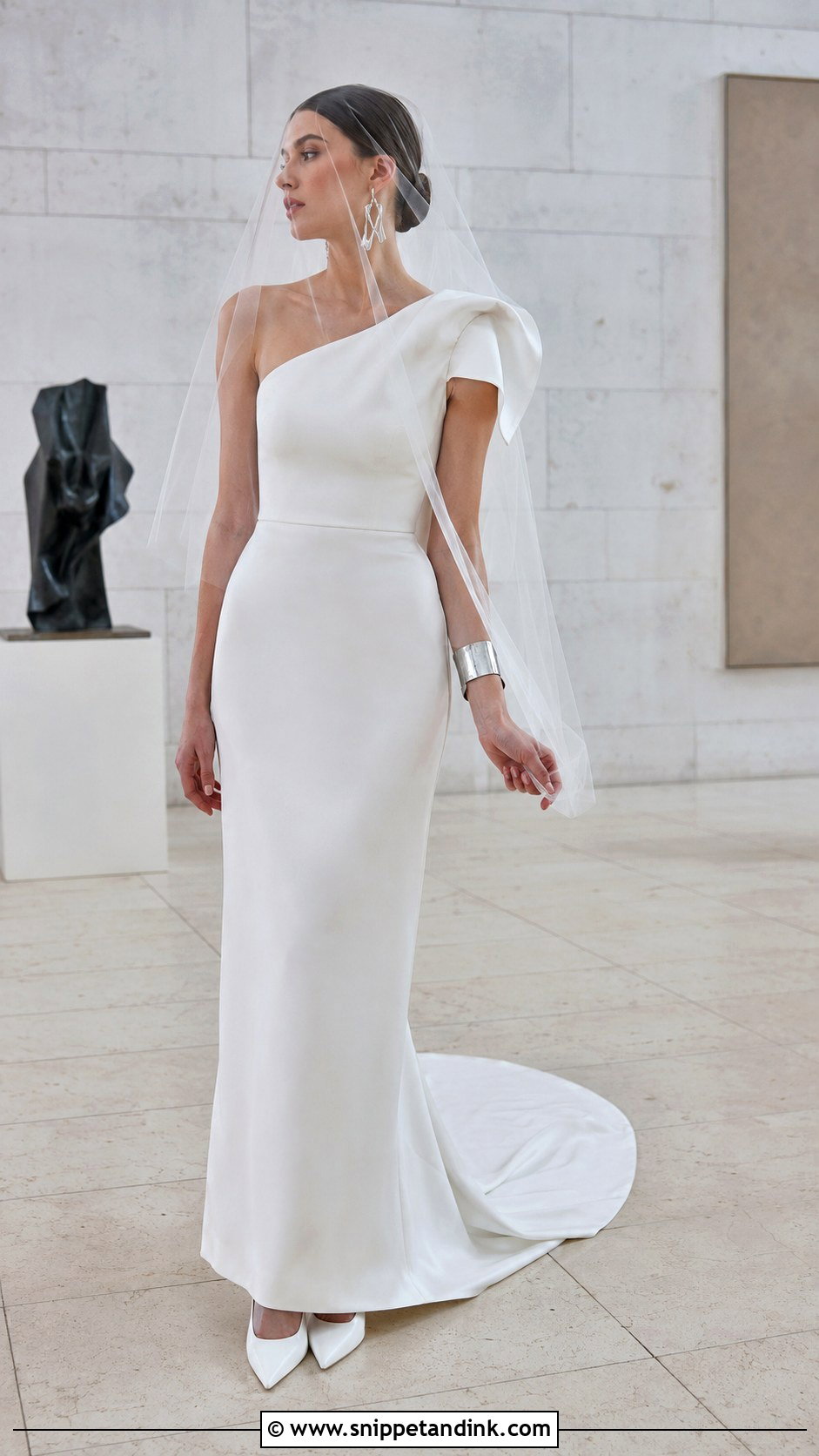 Asymmetrical Neckline Architectural Wedding Dress - Snippet and Ink - 20 Architectural Wedding Dress Ideas