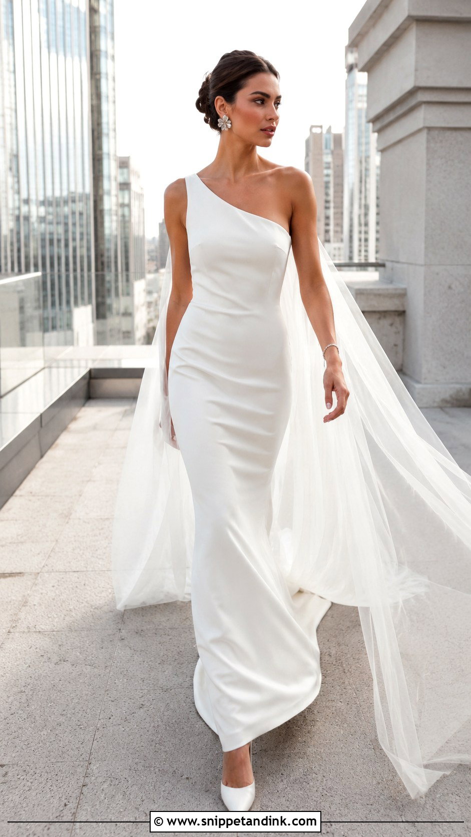 Asymmetrical Neckline Bridal Gown - Snippet and Ink - 20 Modern Bridal Gowns