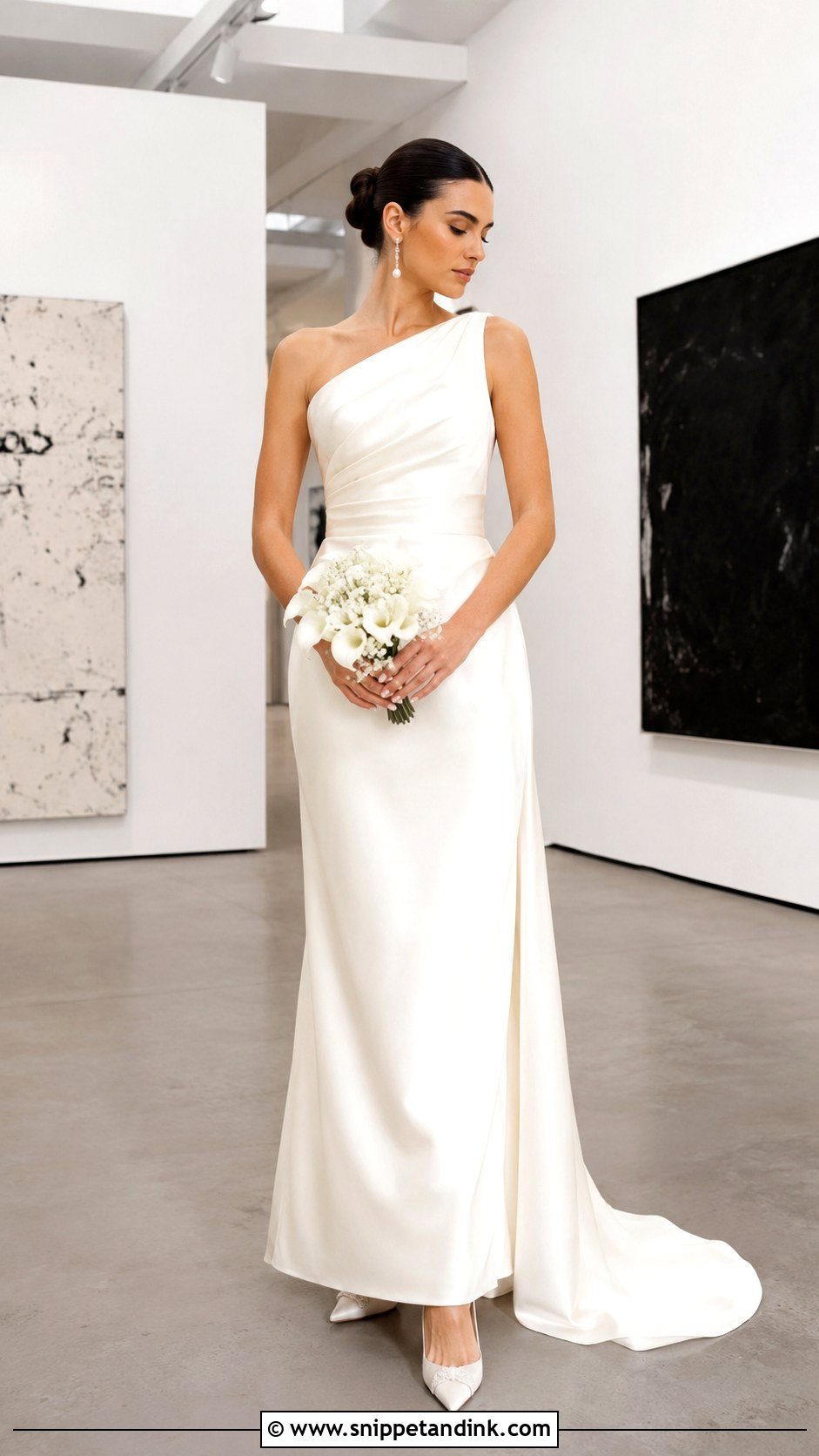 Asymmetrical Neckline Bridal Gown - Snippet and Ink - 20 2024 Bridal Gowns