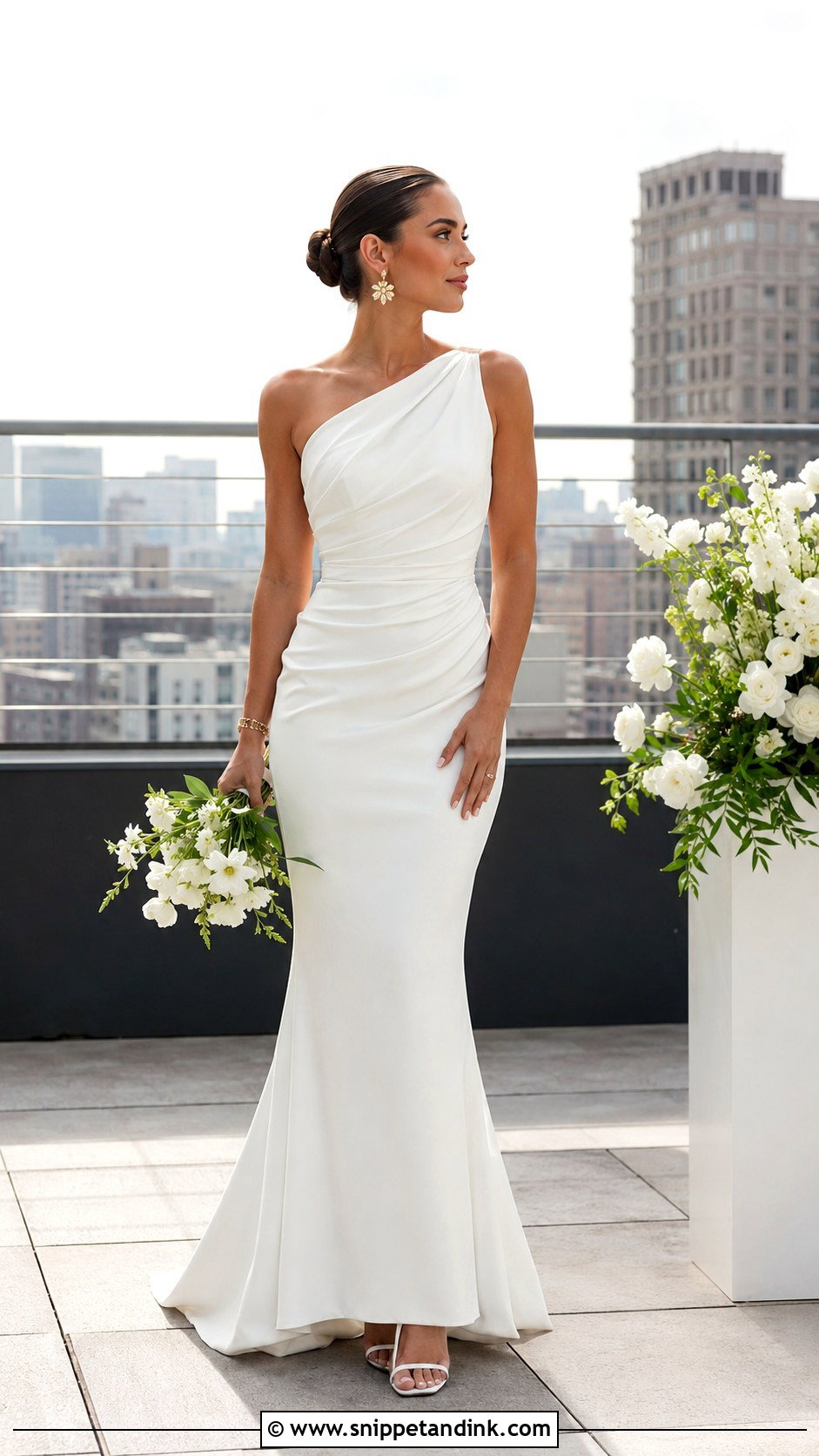 Asymmetrical Neckline Wedding Dress - Snippet and Ink - 25 Wedding Dress Neckline Ideas
