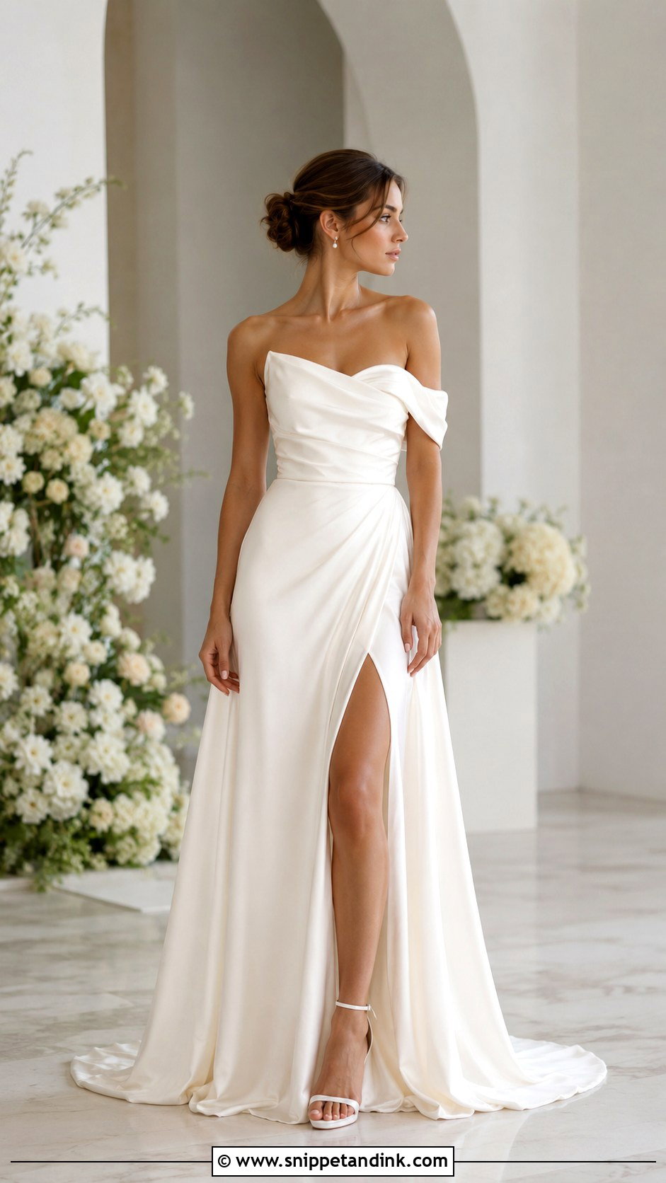 Asymmetrical Off Shoulder Wedding Dress - Snippet and Ink - 25 Asymmetrical Wedding Dress Ideas