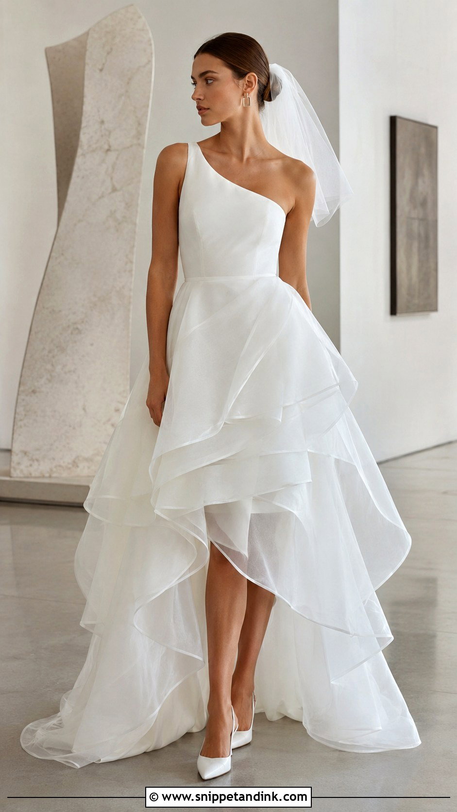 Asymmetrical Organza Layered Skirt Wedding Dress - Snippet and Ink - 20 Layered Skirt Wedding Dress Ideas