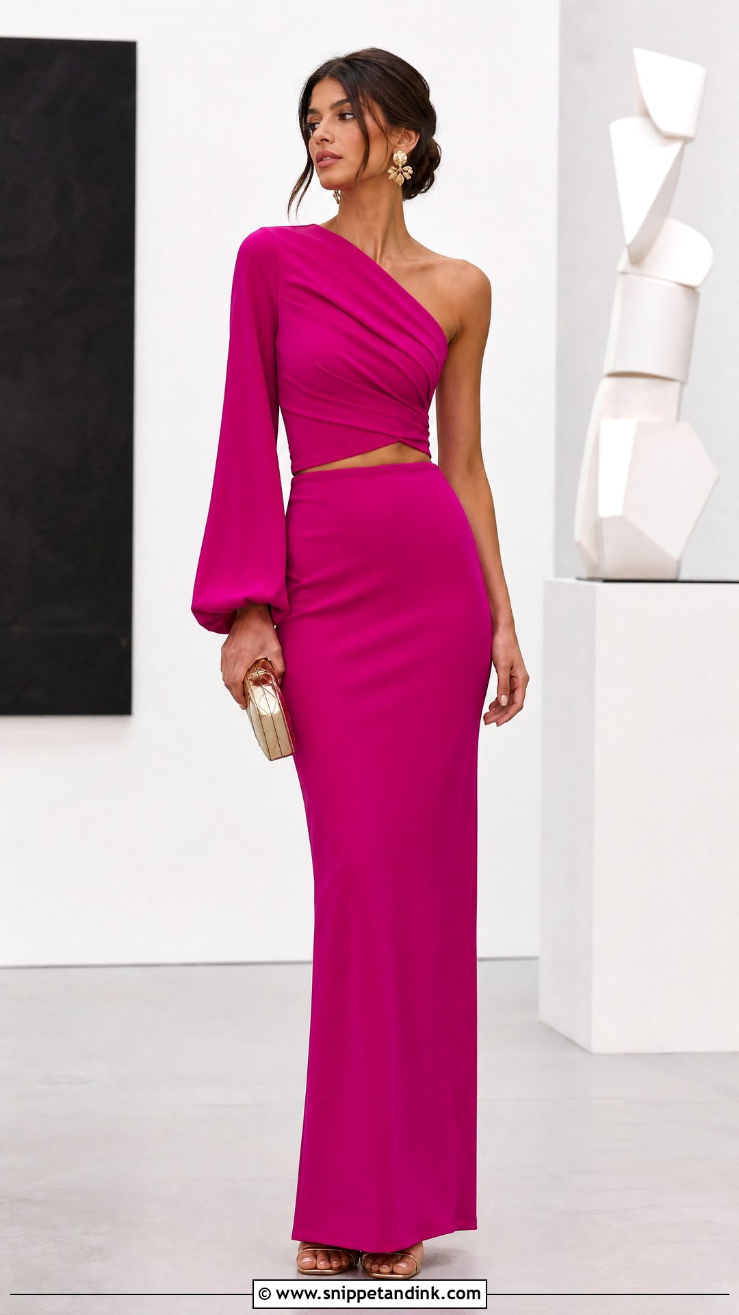 Asymmetrical Top And Column Skirt Two Piece Wedding Outfit - Snippet and Ink - 20 Two Piece Wedding Outfit Ideas