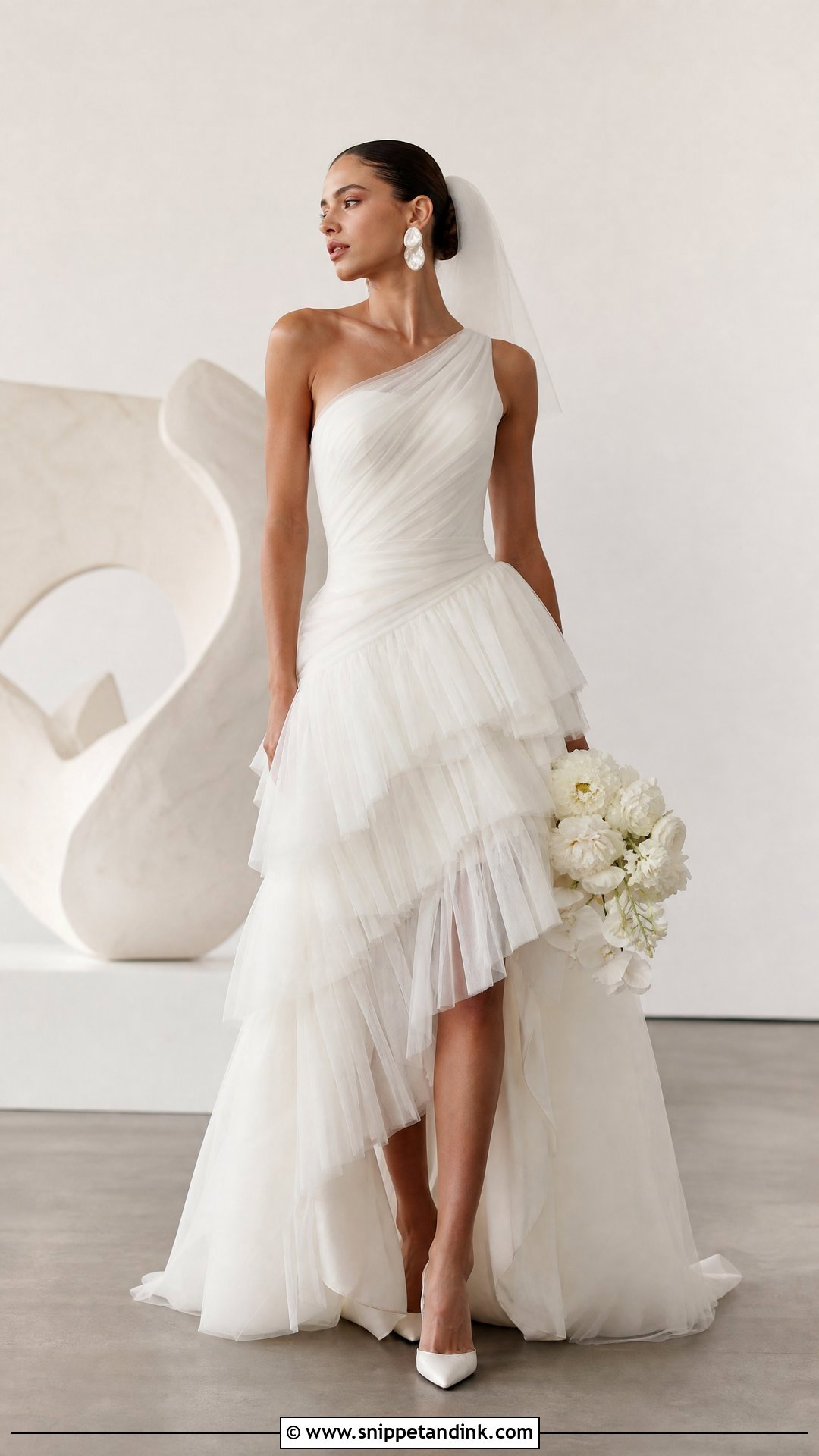 Asymmetrical Tulle Ruffle Wedding Dress - Snippet and Ink - 20 Tulle Ruffle Wedding Dress Ideas
