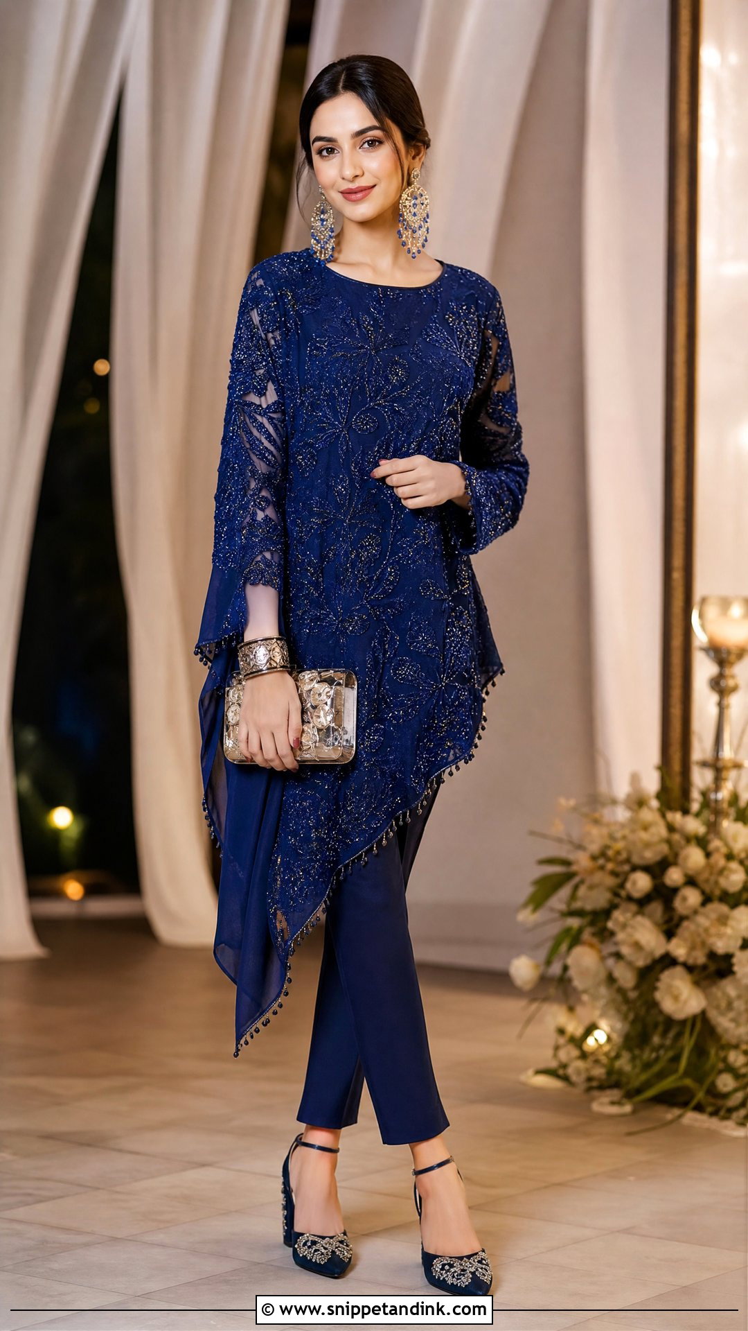 Asymmetrical Tunic and Pants Sangeet Outfit - Snippet and Ink - 20 Sangeet Outfit for Sisters Wedding Ideas