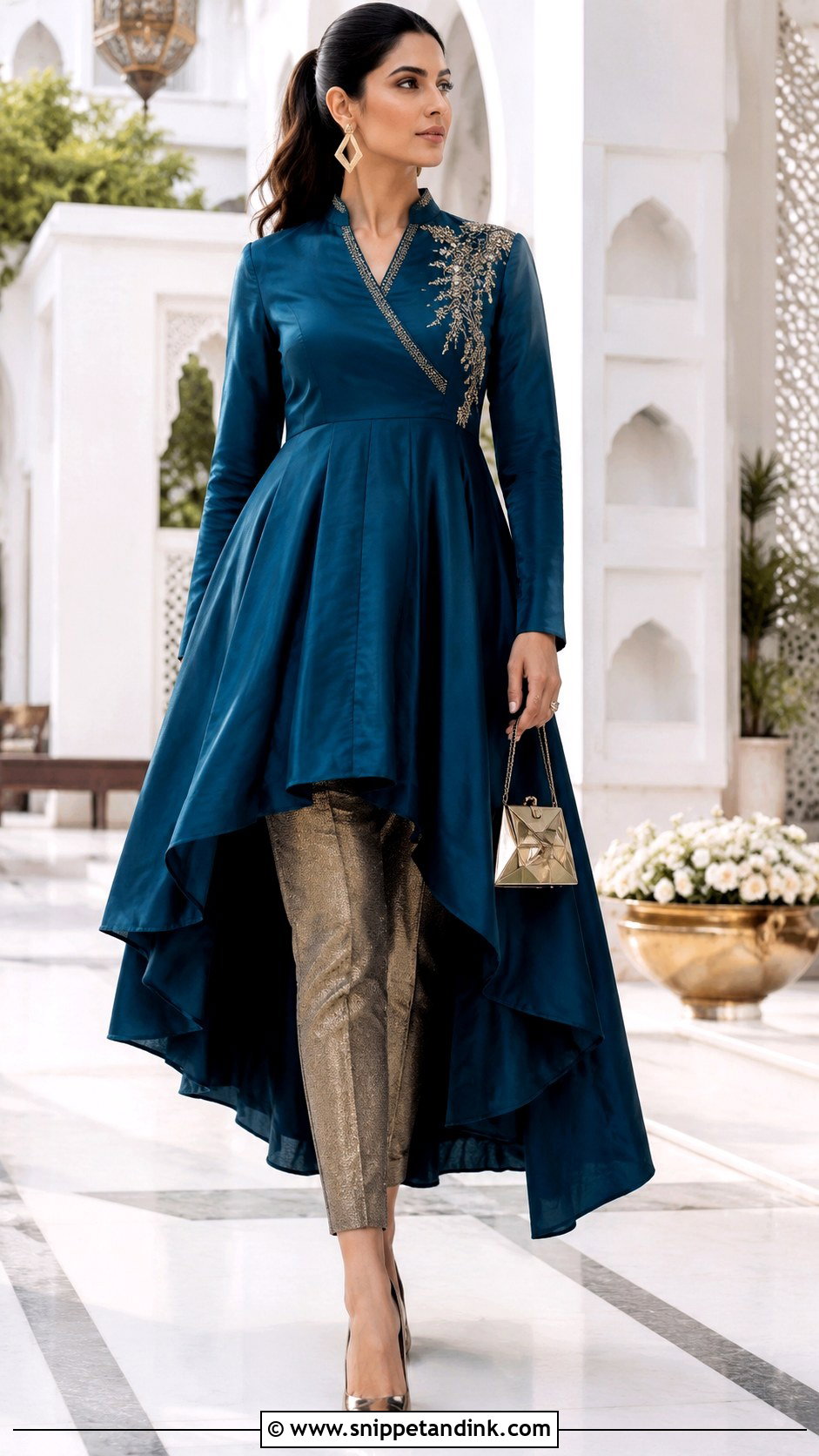 Asymmetrical Wedding Anarkali With Cigarette Pants - Snippet and Ink - 20 Wedding Anarkali Ideas