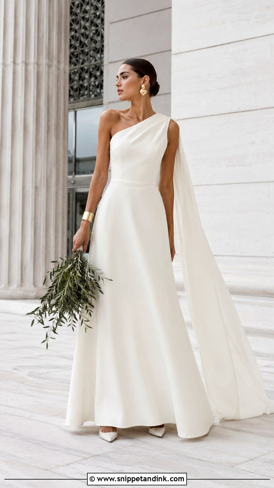 Athena One Shoulder Wedding Dress - Snippet and Ink - 20 Greek Goddesses Wedding Dress Ideas