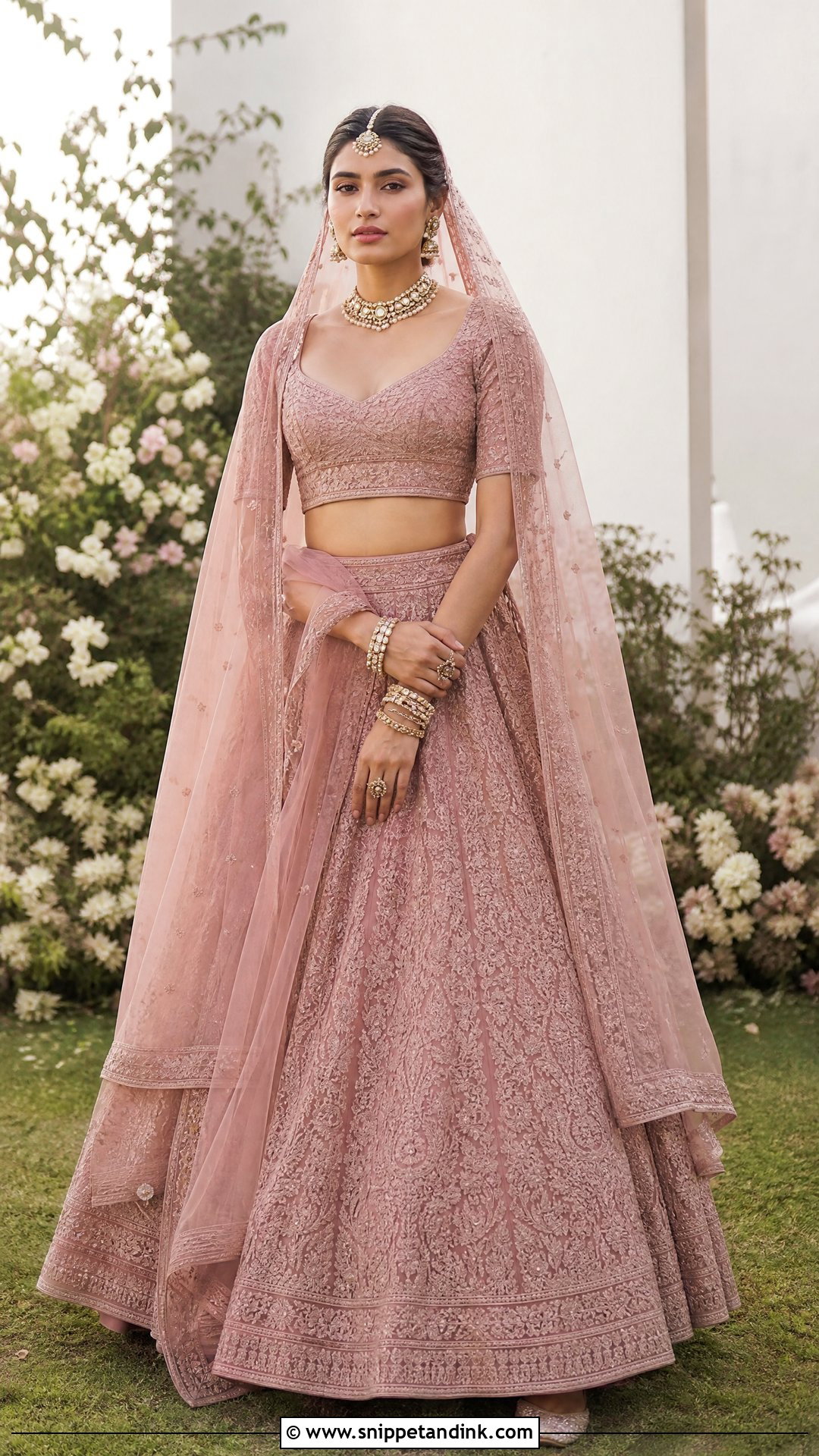 Athiya Shetty Old Rose Wedding Lehenga - Snippet and Ink - 20 Bollywood Celebrity Wedding Outfit Ideas