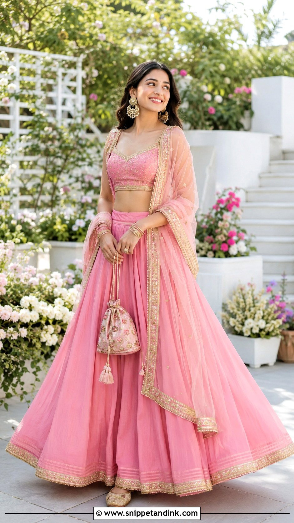 Athiya Shetty Pink Gold Border Lehenga - Snippet and Ink - 20 Athiya Shetty Wedding Outfits