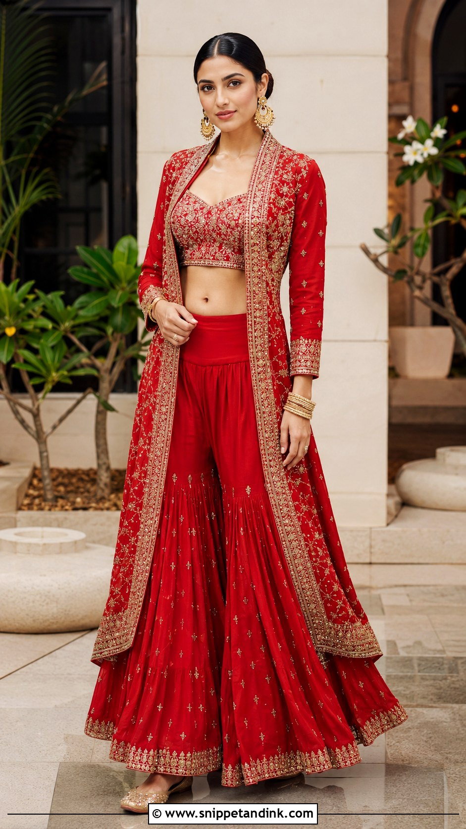 Athiya Shetty Red Sharara Set - Snippet and Ink - 20 Athiya Shetty Wedding Outfits