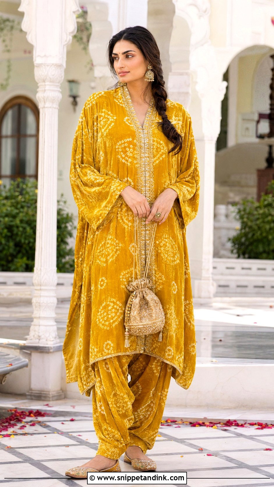 Athiya Shetty Yellow Bandhej Choga Set - Snippet and Ink - 20 Athiya Shetty Wedding Outfits