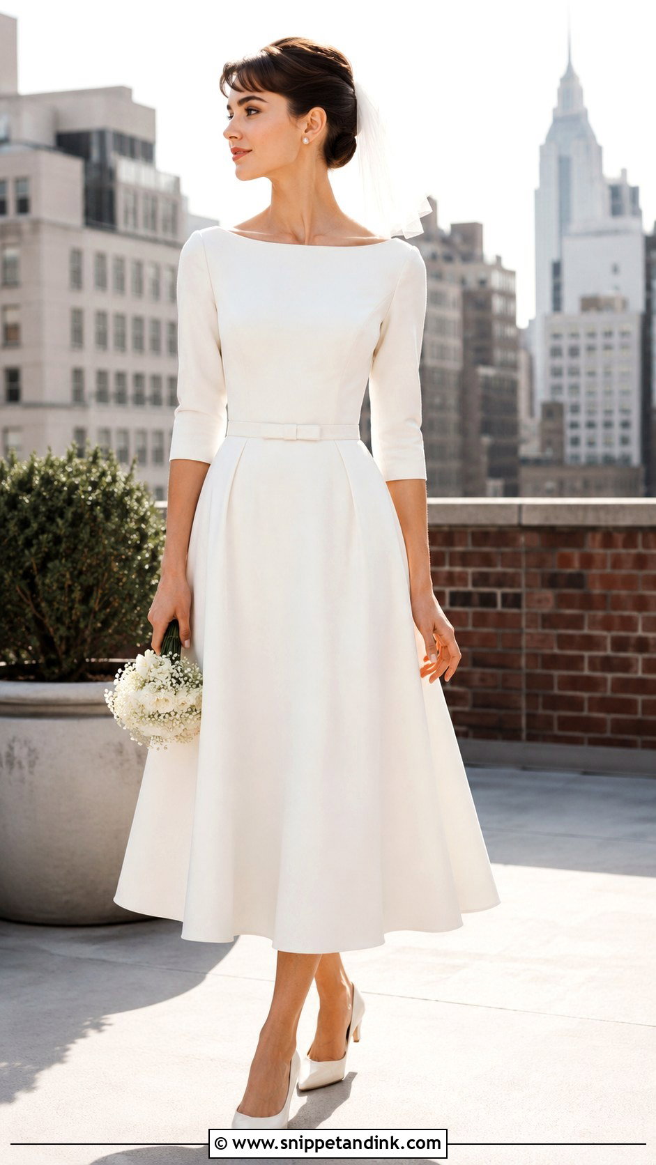 Audrey Hepburn Bateau Neck Wedding Dress - Snippet and Ink - 20 Audrey Hepburn Wedding Dress Inspiration Ideas