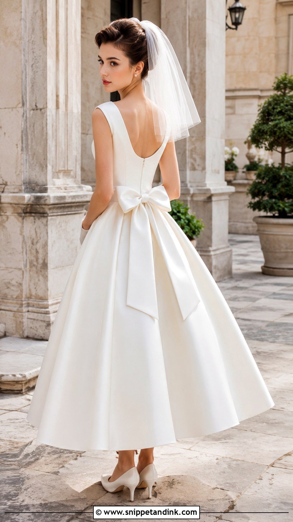 Audrey Hepburn Bow Back Wedding Dress - Snippet and Ink - 20 Audrey Hepburn Wedding Dress Inspiration Ideas