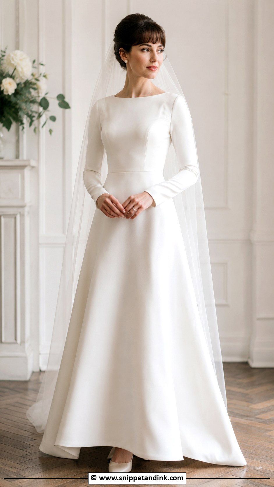 Audrey Hepburn Long Sleeve Wedding Dress - Snippet and Ink - 30 Audrey Hepburn Wedding Dress Ideas