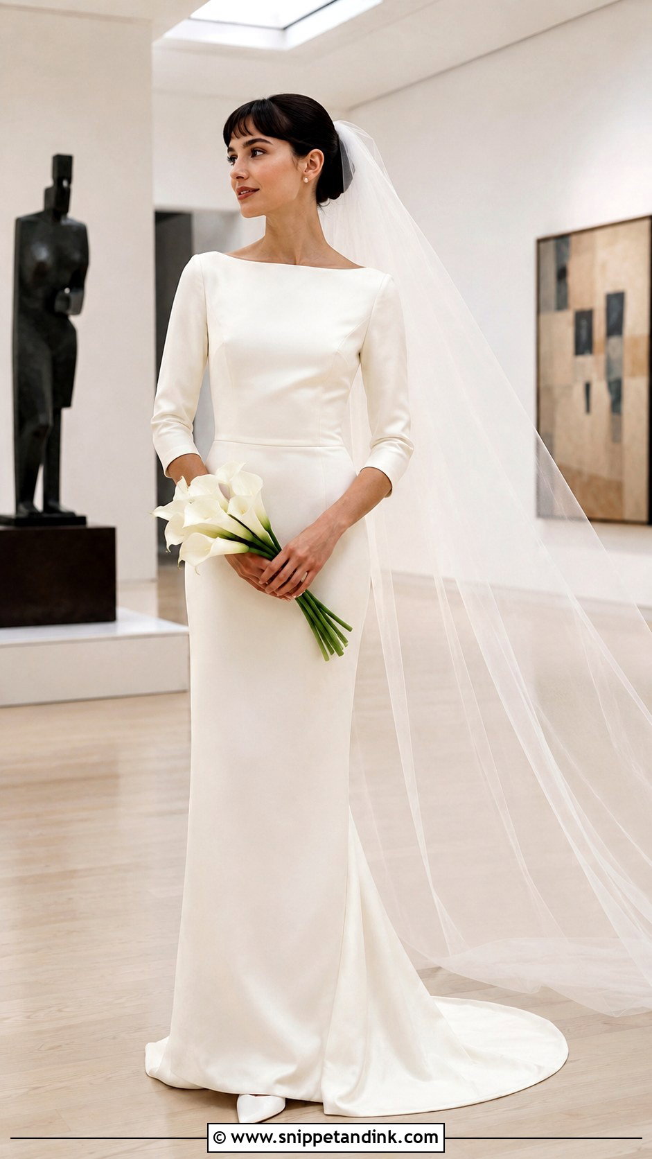 Audrey Hepburn Minimal Column Wedding Dress - Snippet and Ink - 20 Audrey Hepburn Wedding Dress Inspiration Ideas
