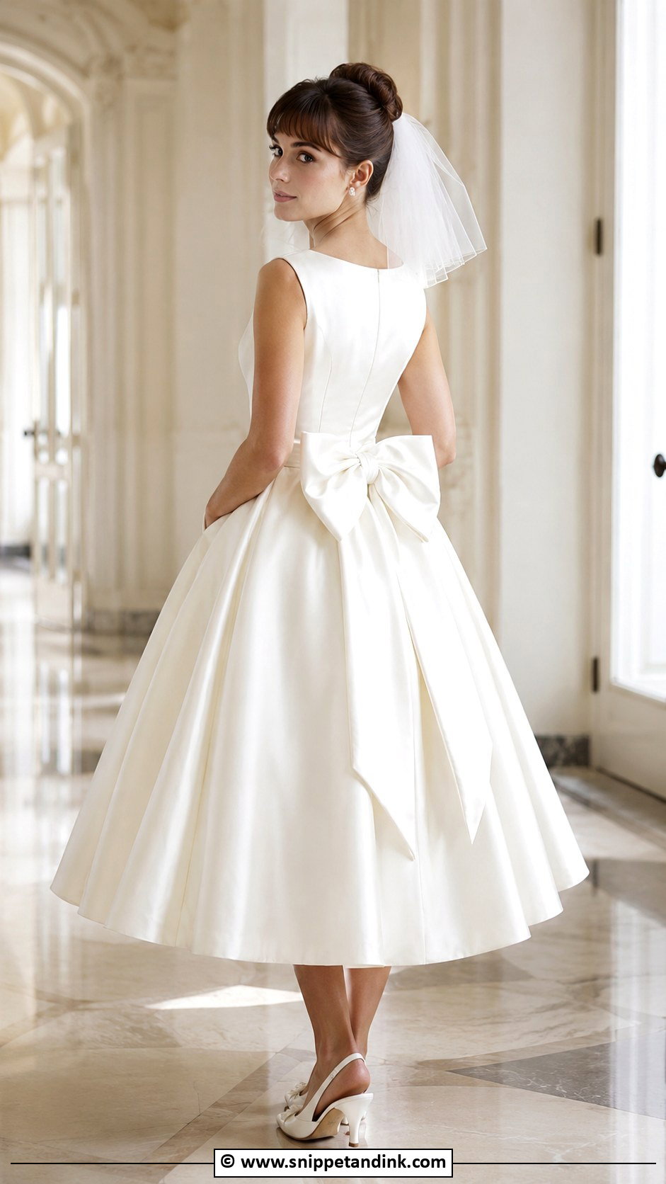 Audrey Hepburn Satin Bow Wedding Dress - Snippet and Ink - 30 Audrey Hepburn Wedding Dress Ideas