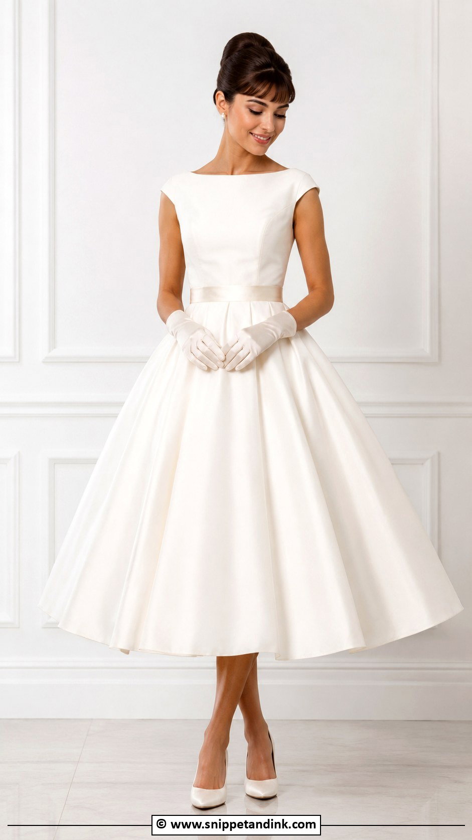 Audrey Hepburn Tea Length Wedding Dress - Snippet and Ink - 30 Audrey Hepburn Wedding Dress Ideas