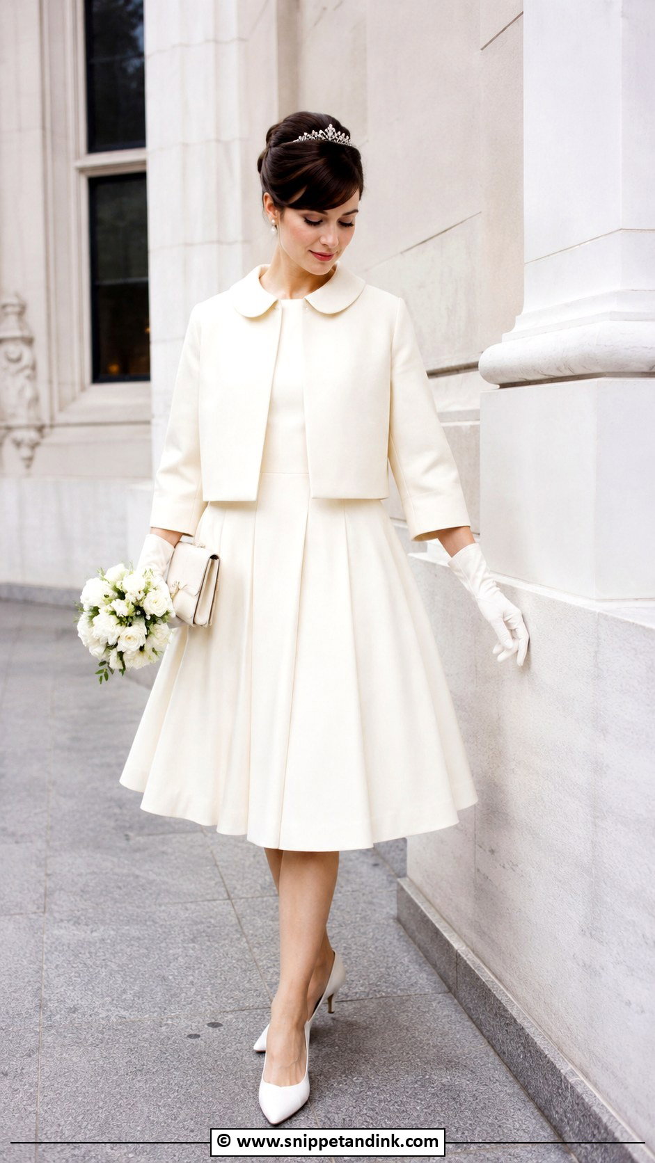 Audrey Hepburn Wedding Dress With Short Coat - Snippet and Ink - 30 Audrey Hepburn Wedding Dress Ideas