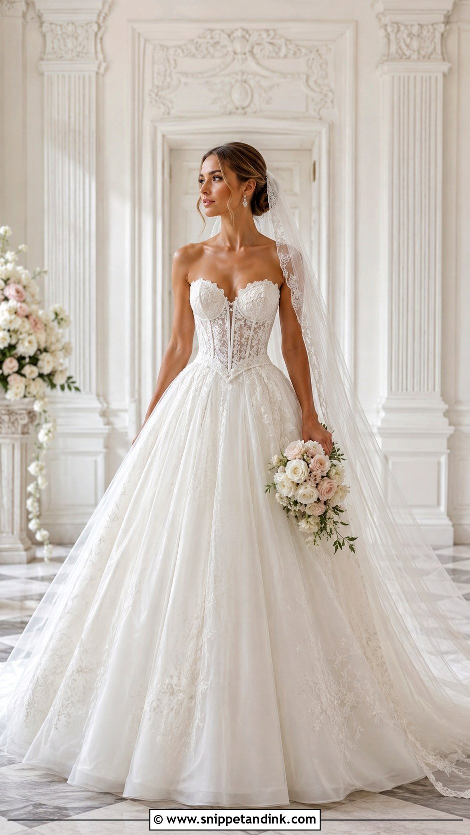 Aurora Basque Waist Wedding Dress - Snippet and Ink - 25 Aurora Wedding Dress Ideas