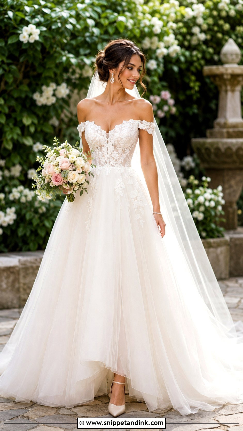 Aurora Off Shoulder Wedding Dress - Snippet and Ink - 25 Aurora Wedding Dress Ideas