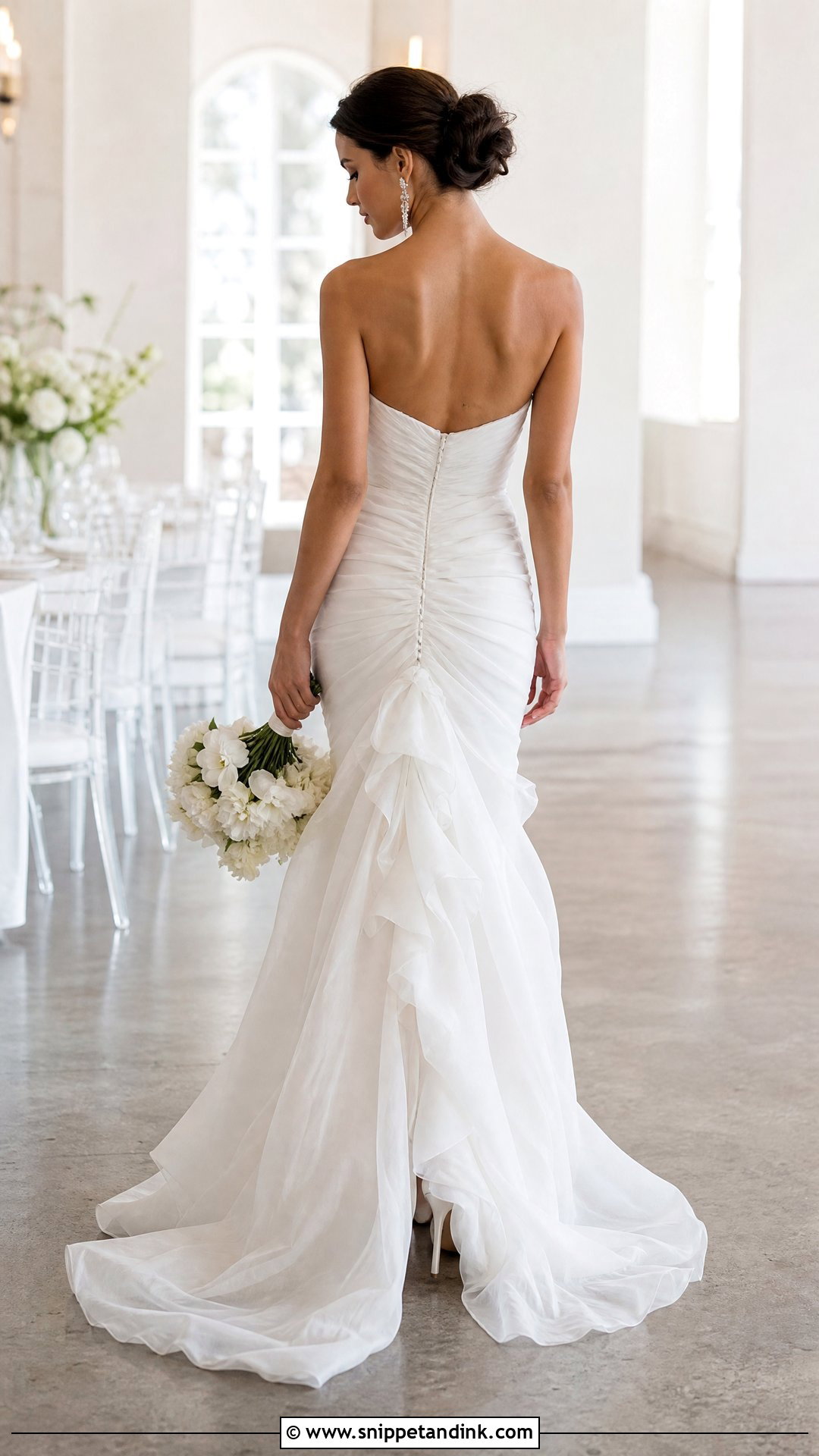 Austrian Bustle for an Organza Wedding Dress - Snippet and Ink - 20 Wedding Dress Train Bustle Ideas