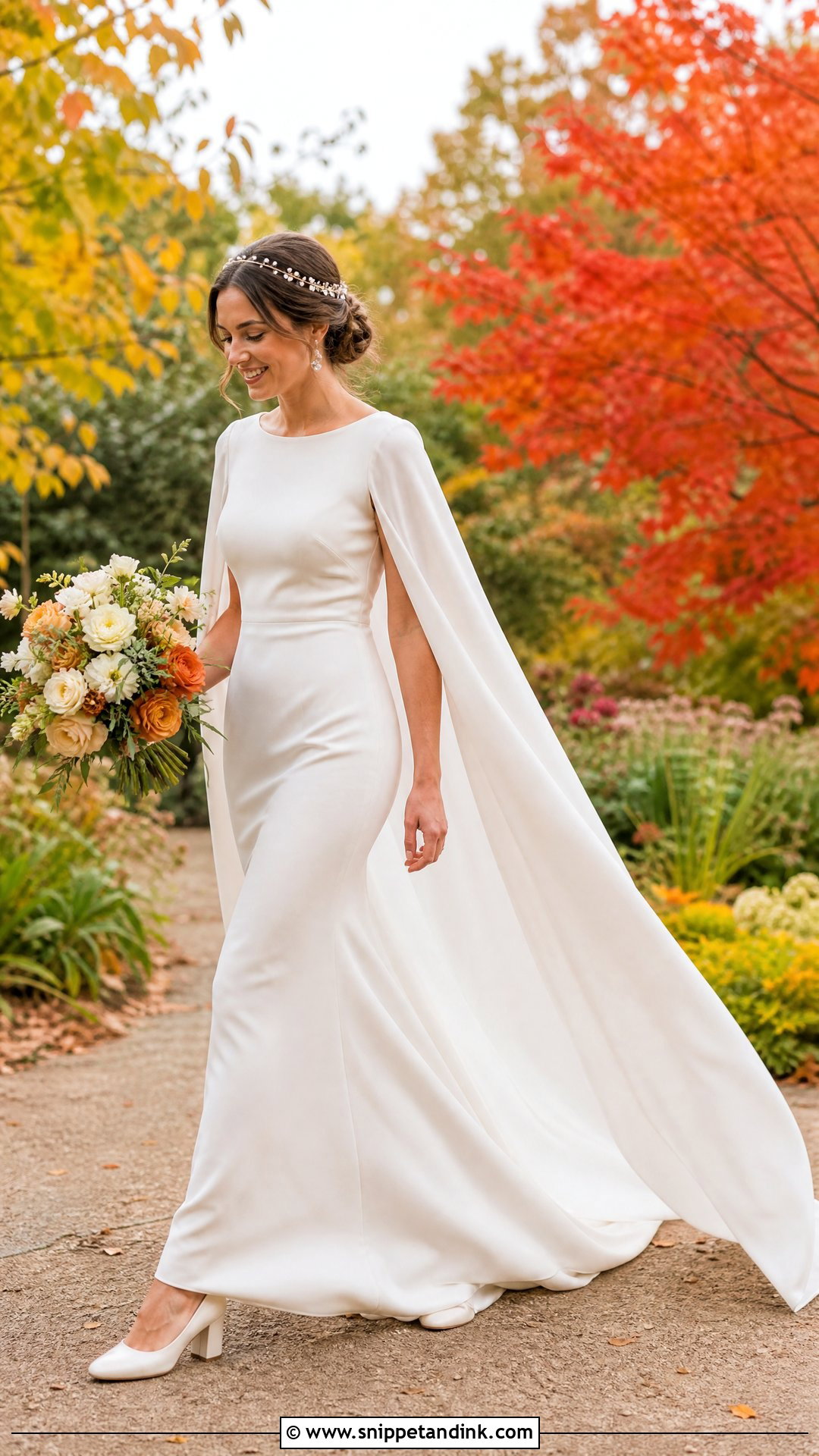 Autumn Garden Bridal Dress With Cape Sleeves - Snippet and Ink - 20 October Bride Ideas