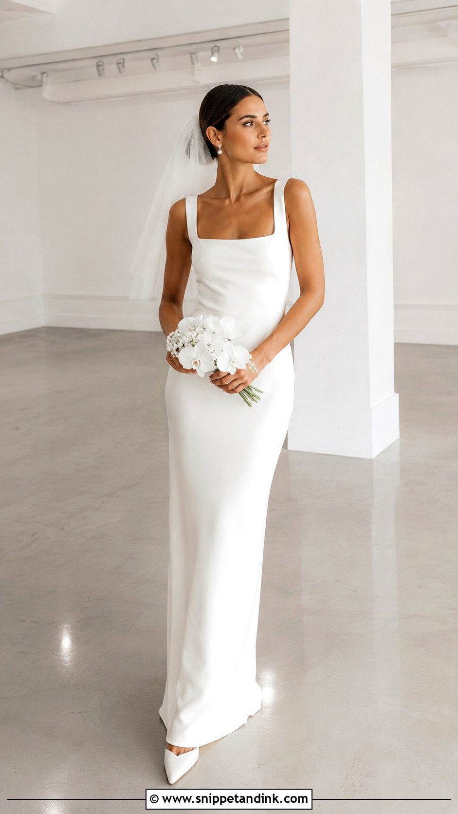 BHLDN Square Neck Crepe Wedding Dress - Snippet and Ink - 20 Bhldn Wedding Dress Ideas