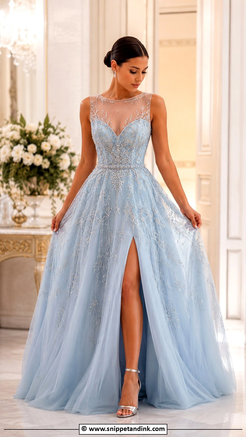 Baby Blue Beaded Wedding Dress - Snippet and Ink - 25 Baby Blue Wedding Dress Ideas