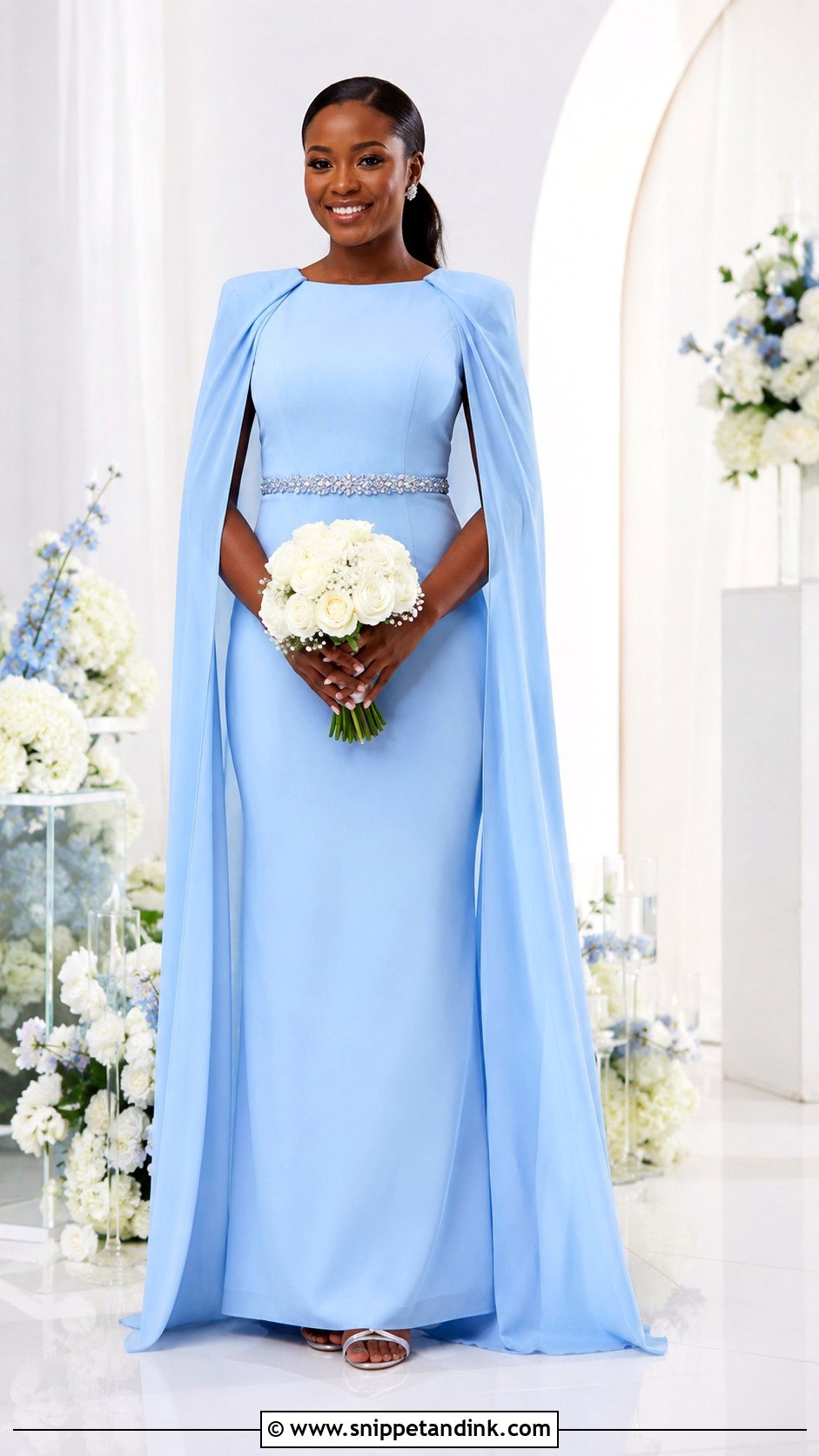 Baby Blue Cape Bridal Train Dress - Snippet and Ink - 20 Bridal Train Dresses Nigeria