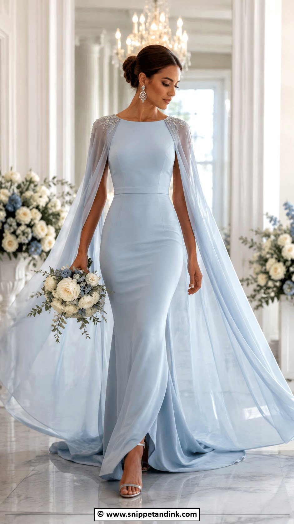 Baby Blue Cape Wedding Dress - Snippet and Ink - 25 Baby Blue Wedding Dress Ideas