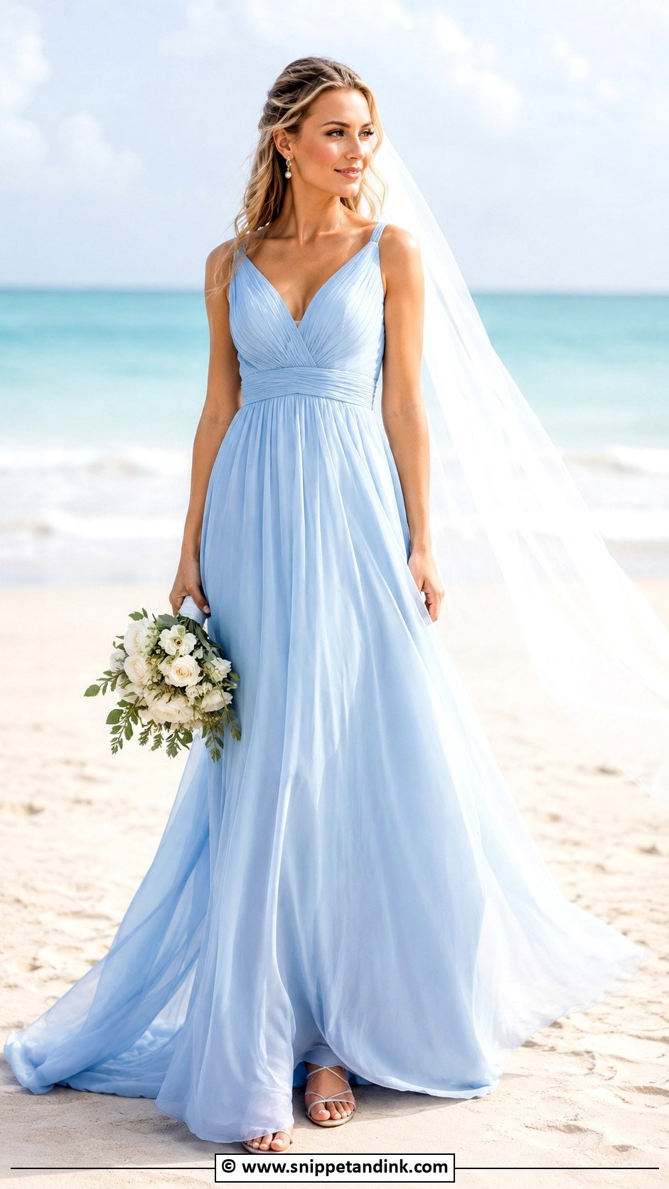 Baby Blue Chiffon Wedding Dress - Snippet and Ink - 25 Baby Blue Wedding Dress Ideas