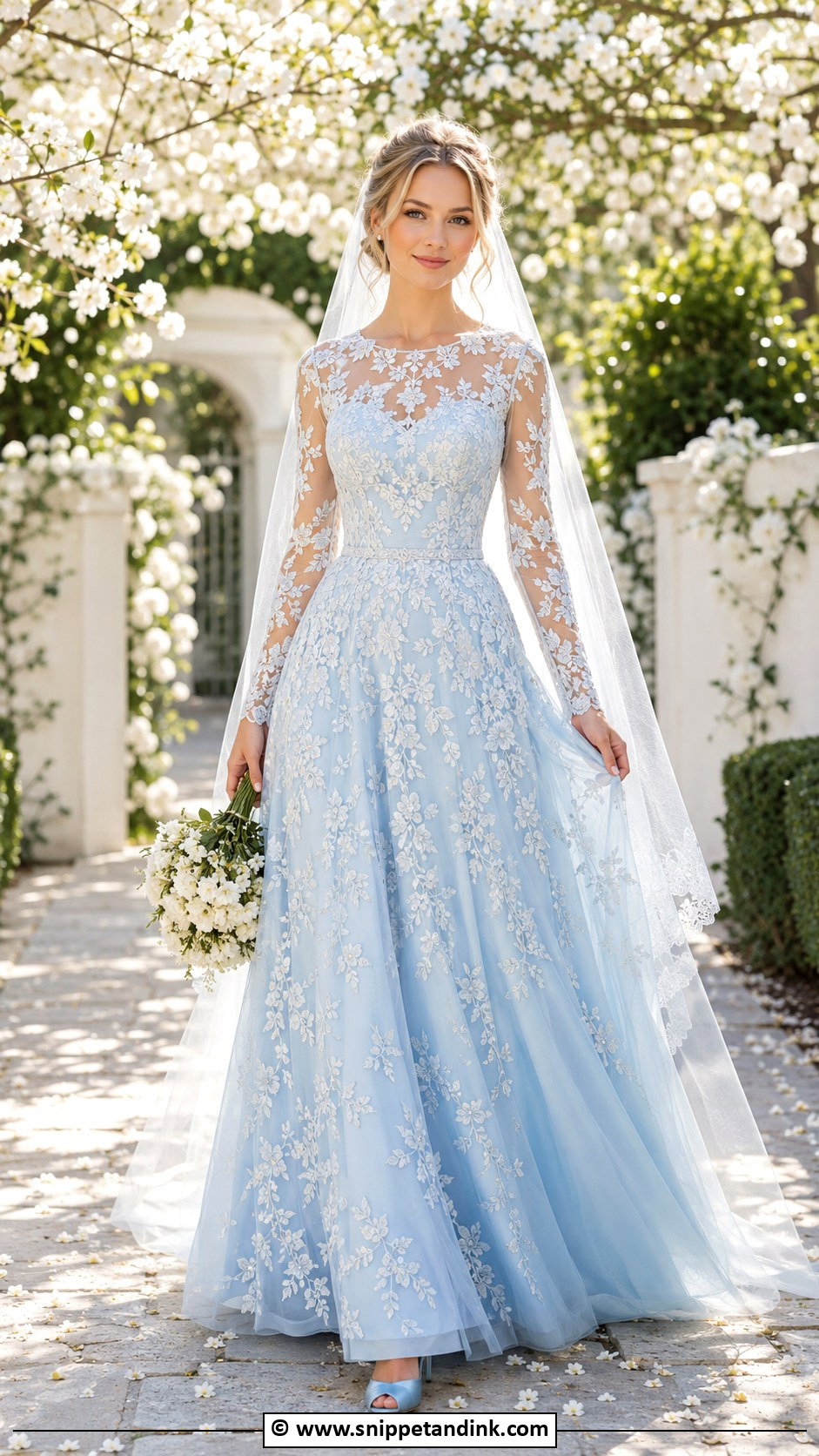 Baby Blue Lace Wedding Dress - Snippet and Ink - 25 Baby Blue Wedding Dress Ideas