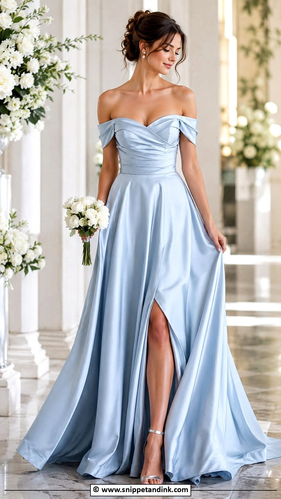 Baby Blue Off Shoulder Wedding Dress - Snippet and Ink - 25 Baby Blue Wedding Dress Ideas