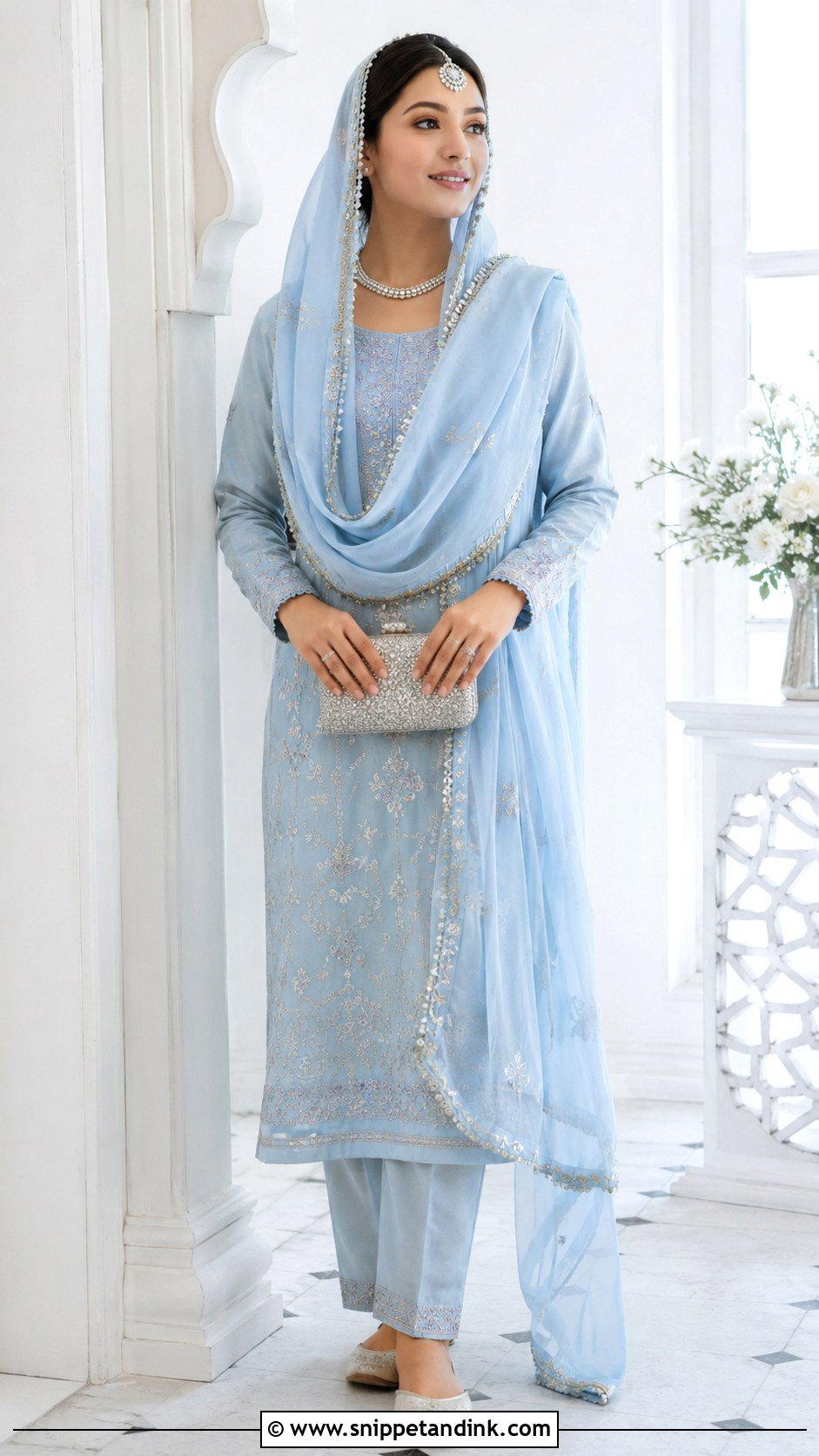 Baby Blue Salwar Suit Anand Karaj Outfit - Snippet and Ink - 30 Anand Karaj Outfit Ideas