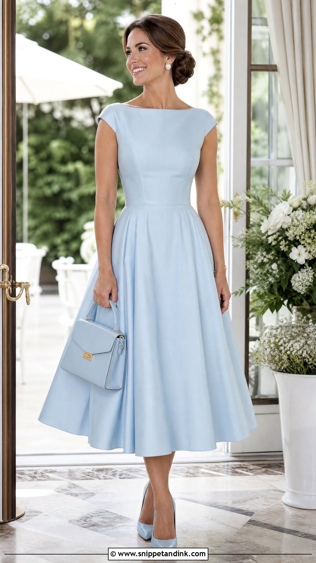 Baby Blue Tea Length Dress Wedding Outfit - Snippet and Ink - 25 Baby Blue Dress Outfit Wedding Ideas