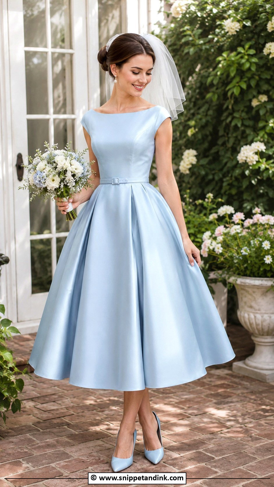 Baby Blue Tea Length Wedding Dress - Snippet and Ink - 25 Baby Blue Wedding Dress Ideas