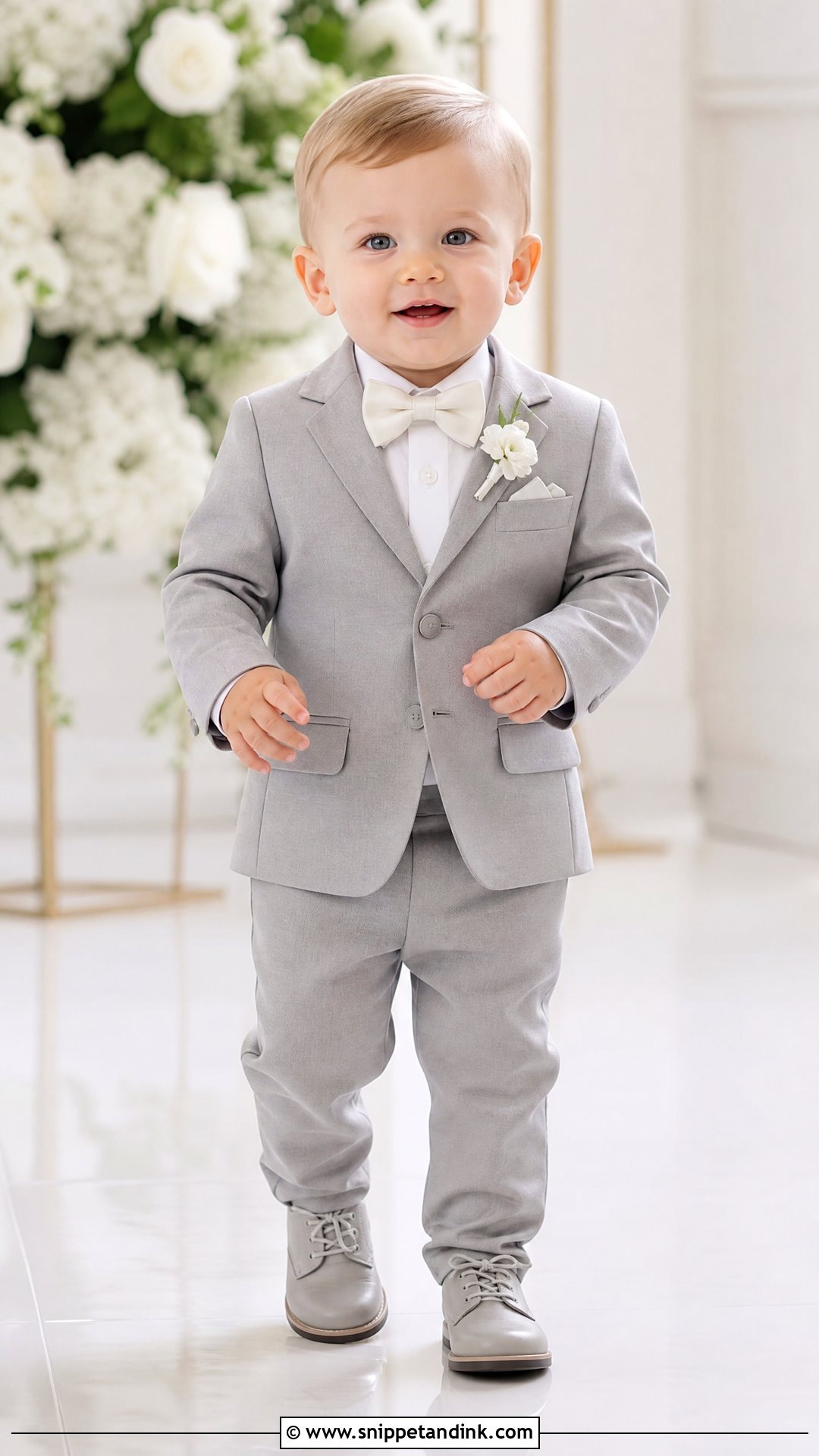 Baby Boy Gray Suit Wedding Outfit - Snippet and Ink - 25 Baby Boy Wedding Outfit Ideas