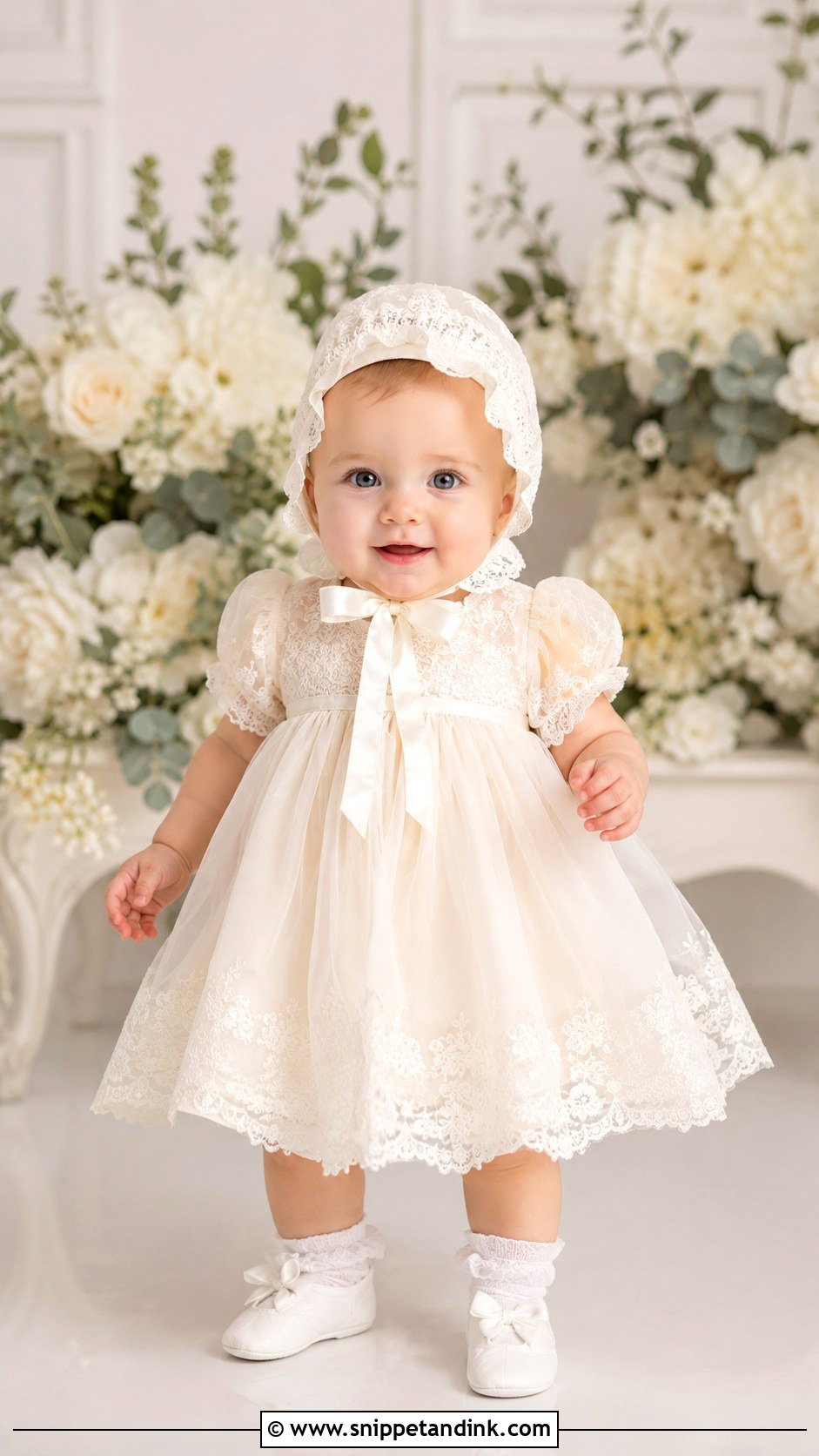 Baby Girl Dress With Bonnet - Snippet and Ink - 25 Baby Girl Dresses for Wedding